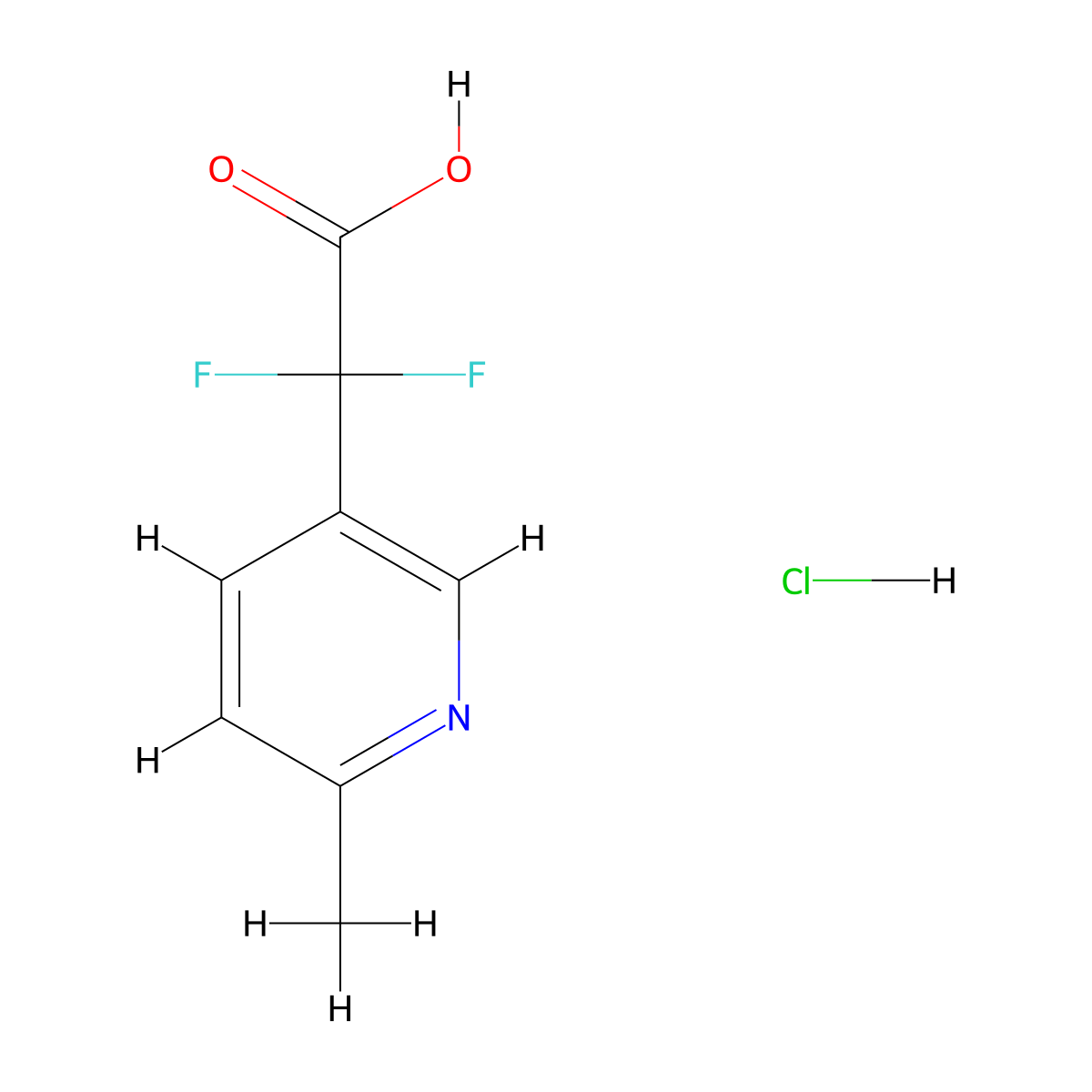 2,2-Difluoro-2-(6-methylpyridin-3-yl)acetic acid hydrochloride molecular structure, CAS 1790141-29-5