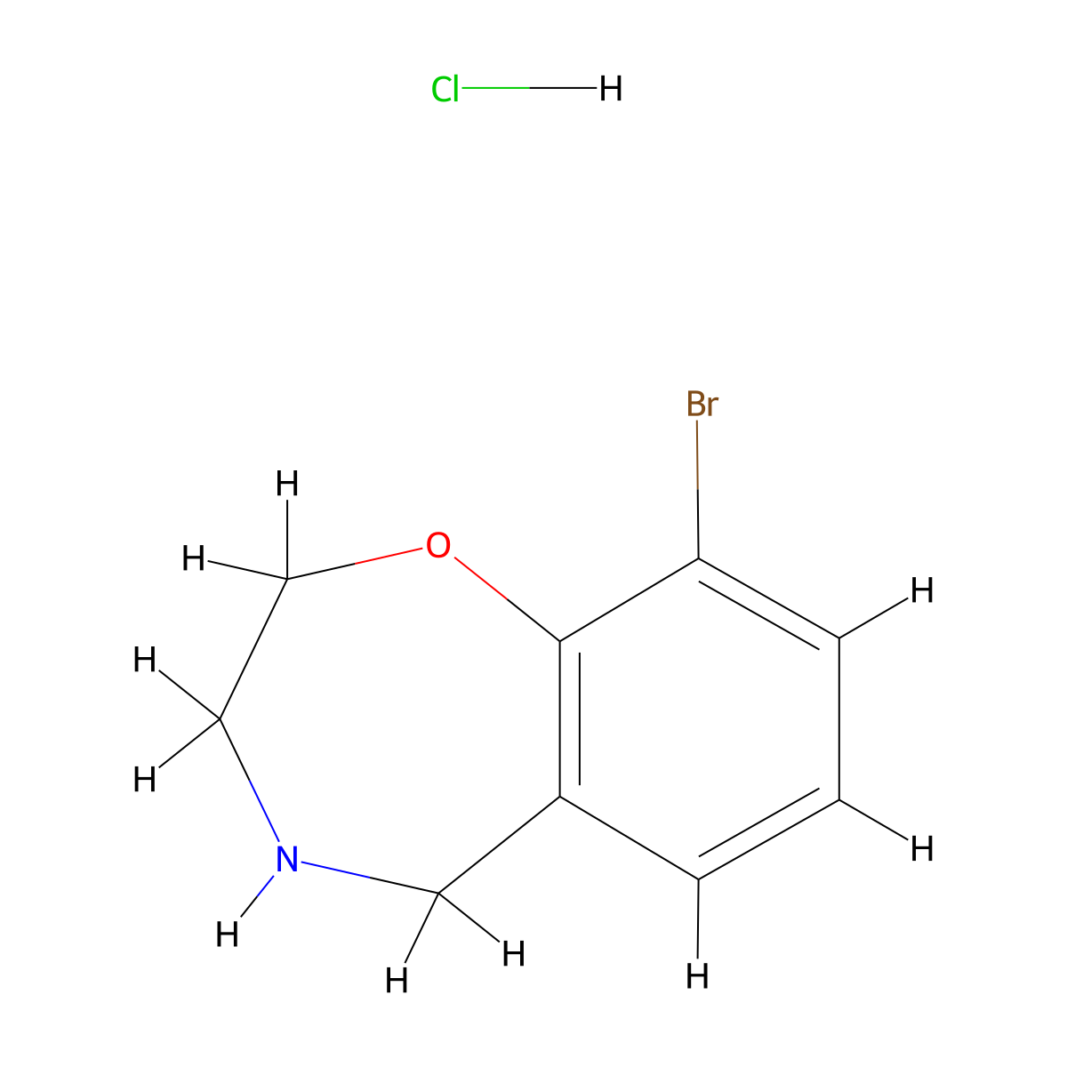 9-Bromo-2,3,4,5-tetrahydro-1,4-benzoxazepine hydrochloride molecular structure, CAS 1790156-17-0