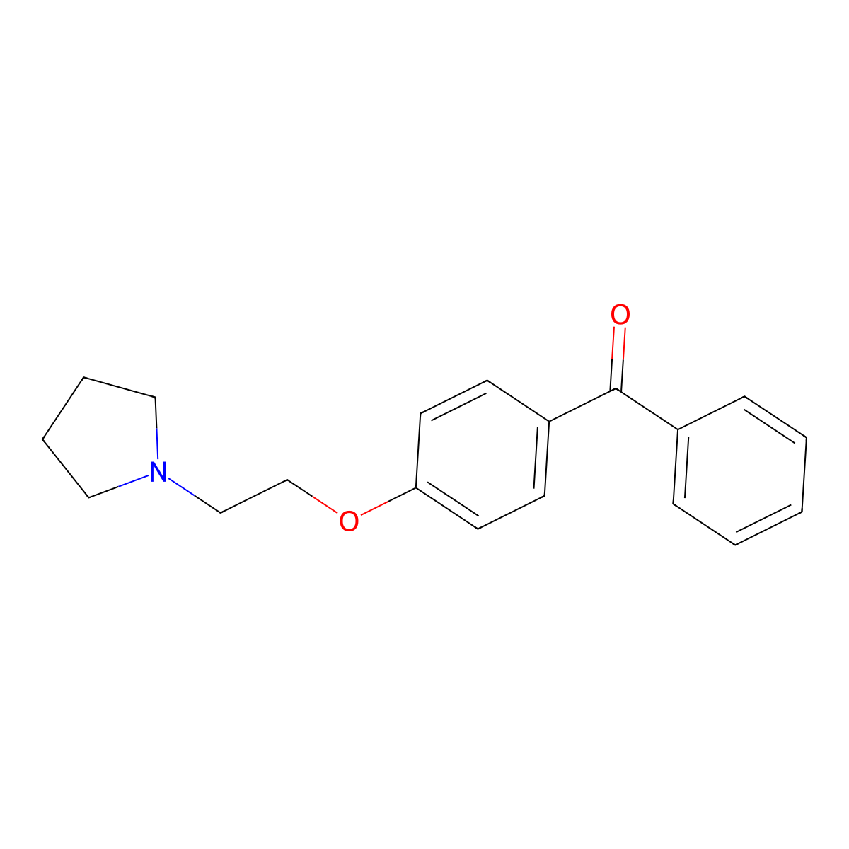 Phenyl-[4-(2-pyrrolidin-1-ylethoxy)phenyl]methanone molecular structure, CAS 179018-53-2