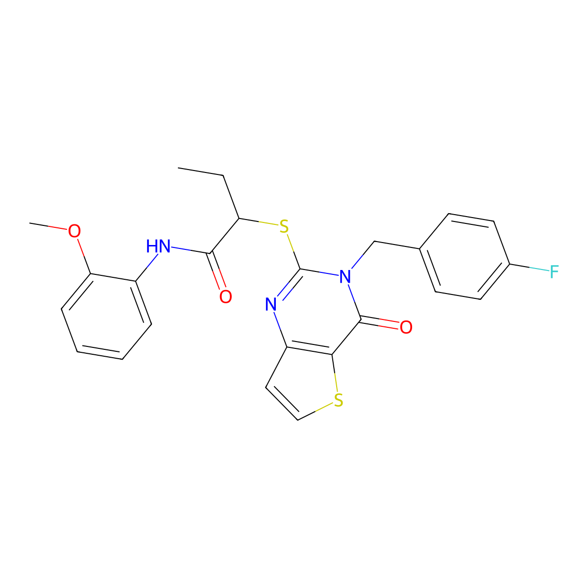2-((3-(4-fluorobenzyl)-4-oxo-3,4-dihydrothieno[3,2-d]pyrimidin-2-yl)thio)-N-(2-methoxyphenyl)butanamide molecular structure, CAS 1790193-80-4
