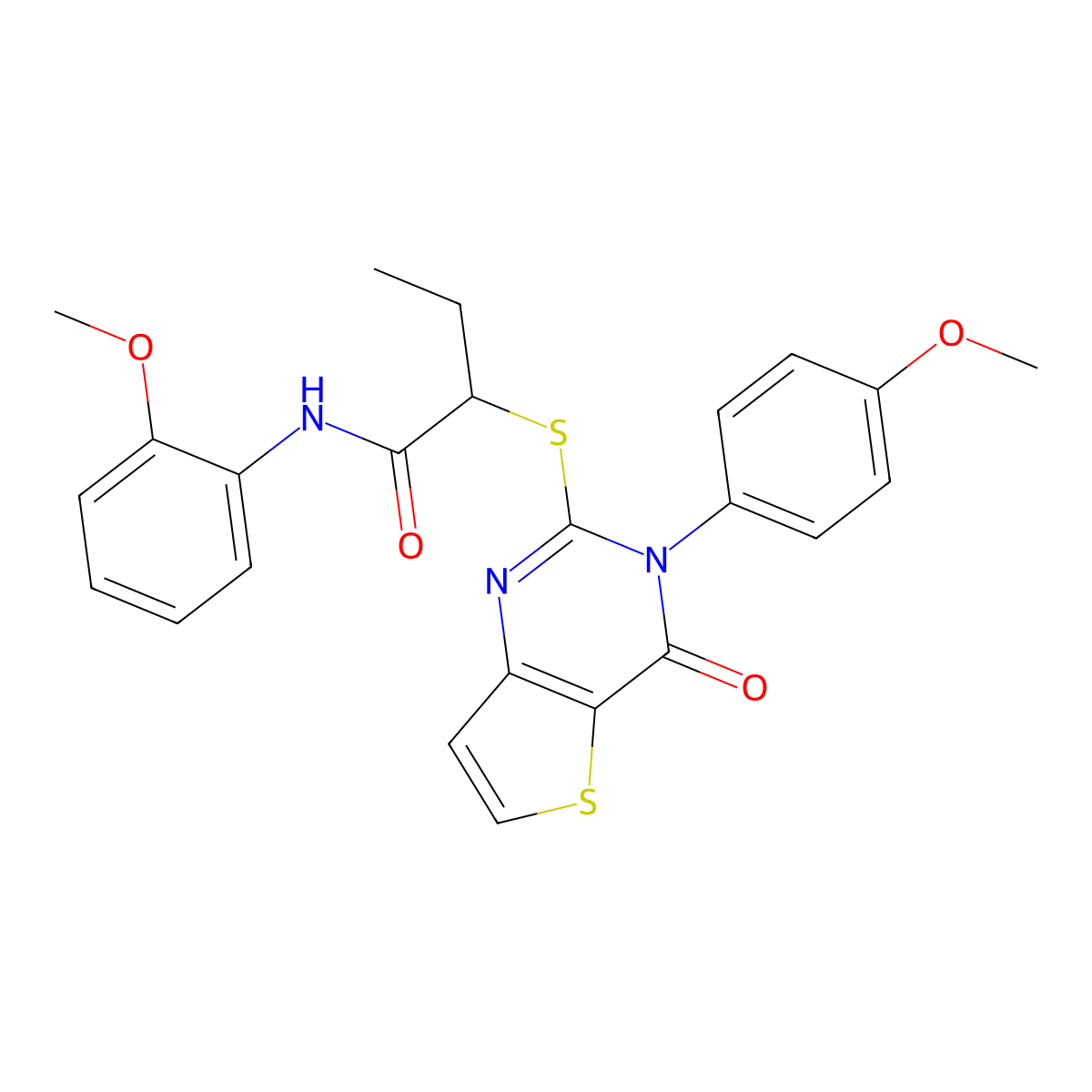 N-(2-methoxyphenyl)-2-{[3-(4-methoxyphenyl)-4-oxo-3H,4H-thieno[3,2-d]pyrimidin-2-yl]sulfanyl}butanamide molecular structure, CAS 1790194-02-3