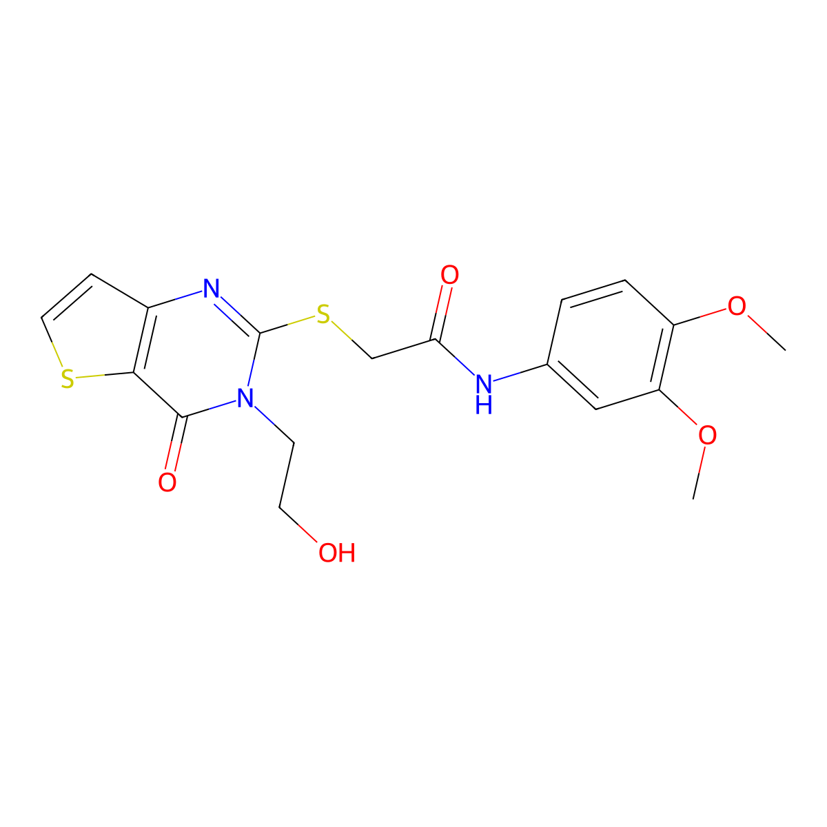N-(3,4-dimethoxyphenyl)-2-((3-(2-hydroxyethyl)-4-oxo-3,4-dihydrothieno[3,2-d]pyrimidin-2-yl)thio)acetamide molecular structure, CAS 1790194-11-4