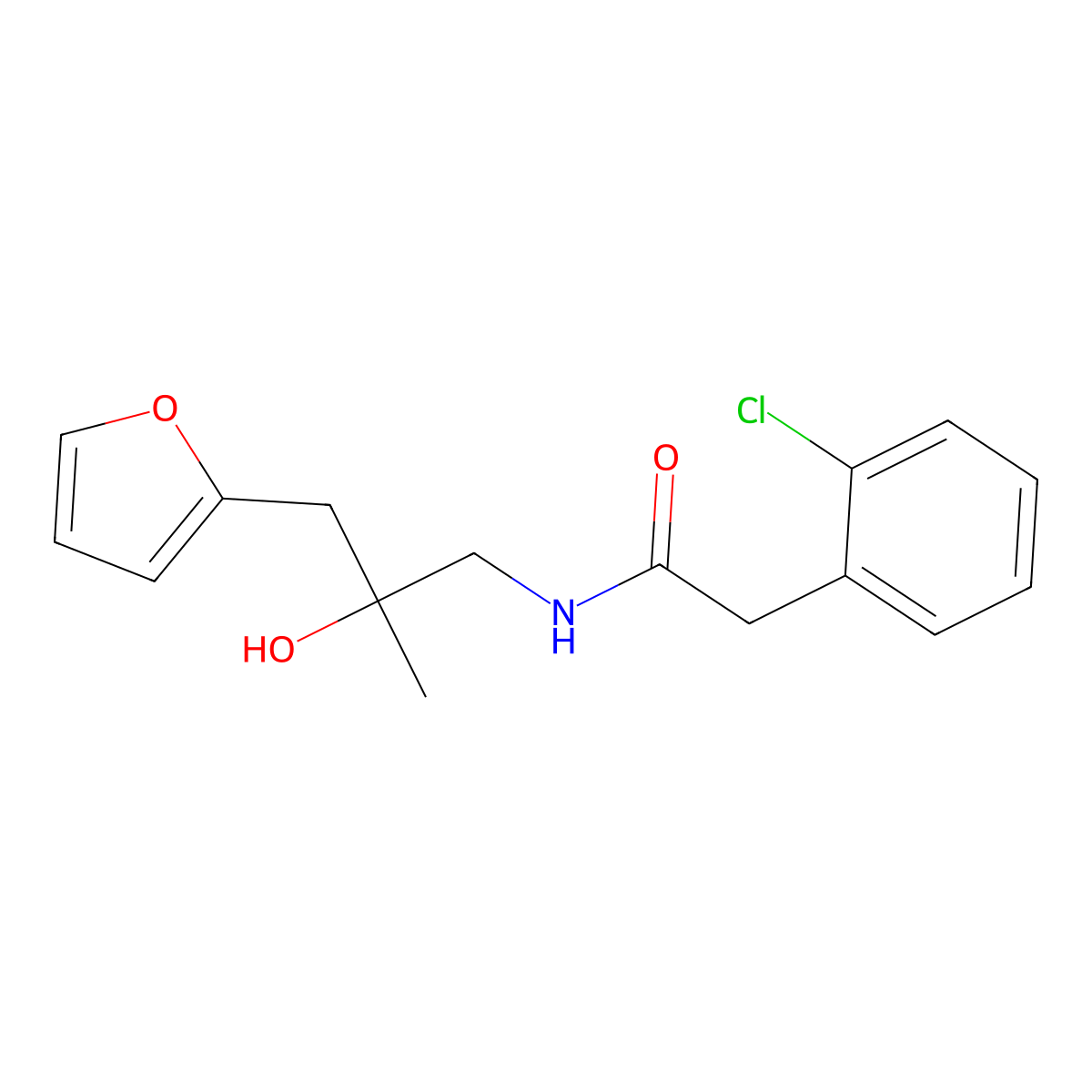 2-(2-chlorophenyl)-N-(3-(furan-2-yl)-2-hydroxy-2-methylpropyl)acetamide molecular structure, CAS 1790194-48-7