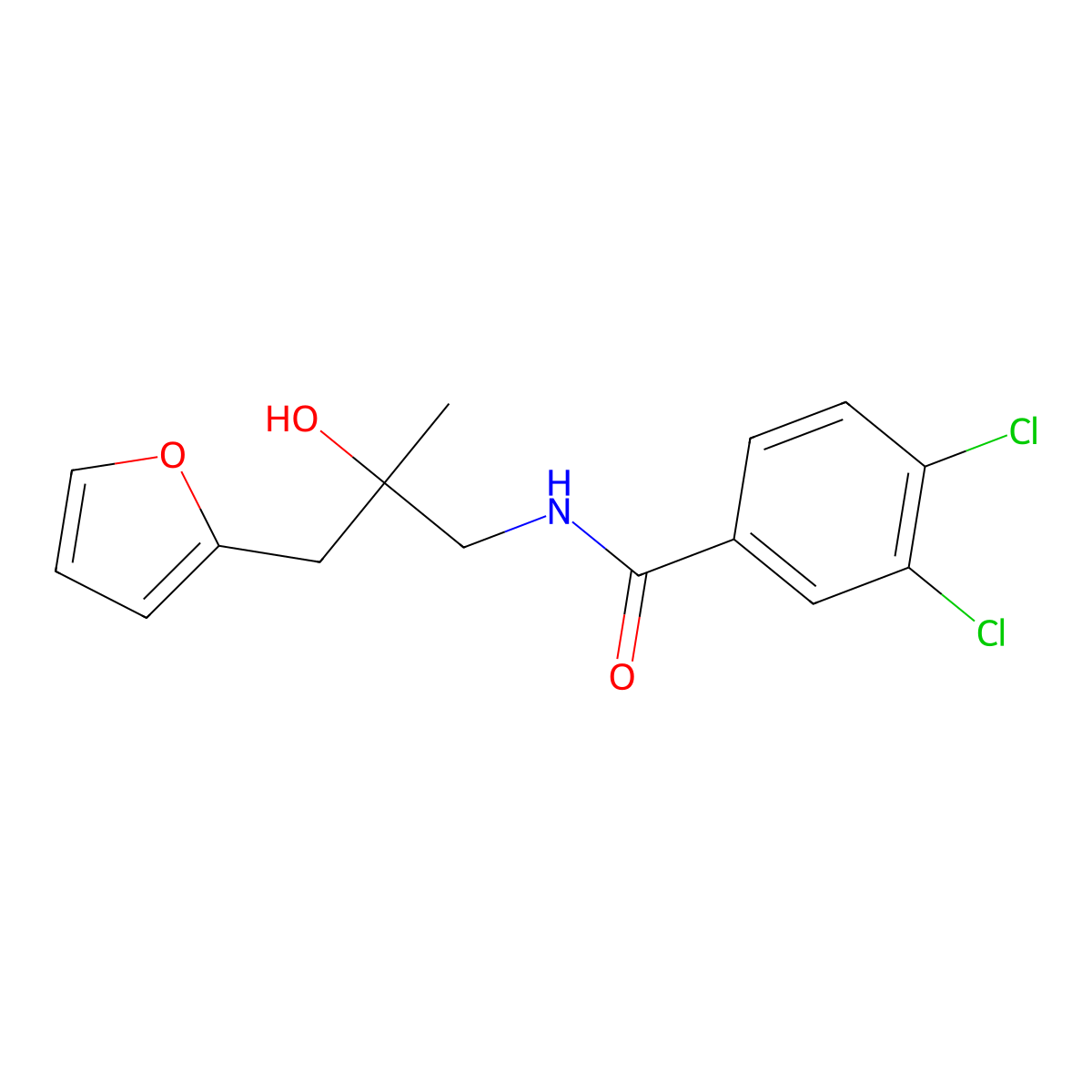 3,4-dichloro-N-(3-(furan-2-yl)-2-hydroxy-2-methylpropyl)benzamide molecular structure, CAS 1790194-58-9