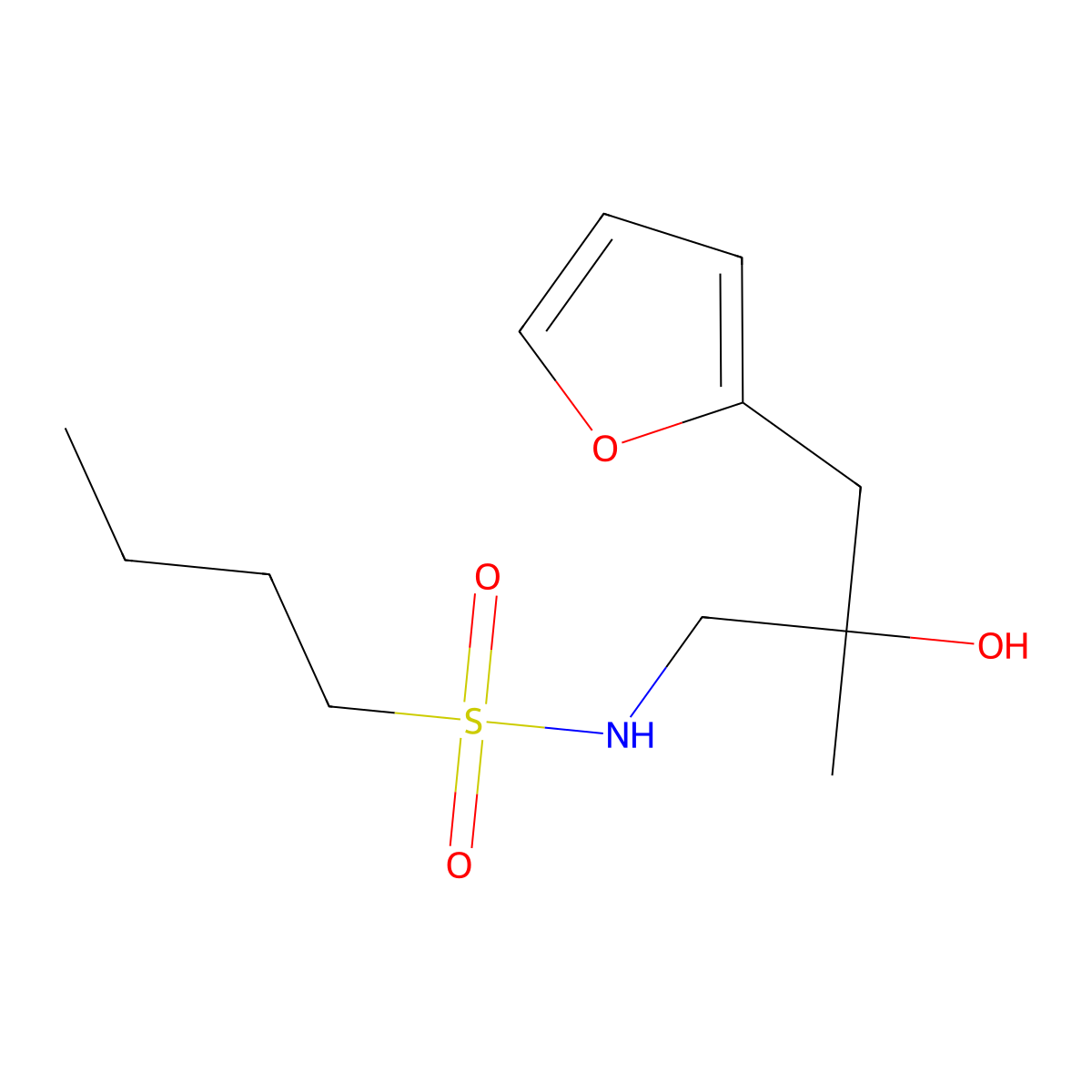 N-[3-(furan-2-yl)-2-hydroxy-2-methylpropyl]butane-1-sulfonamide molecular structure, CAS 1790194-73-8