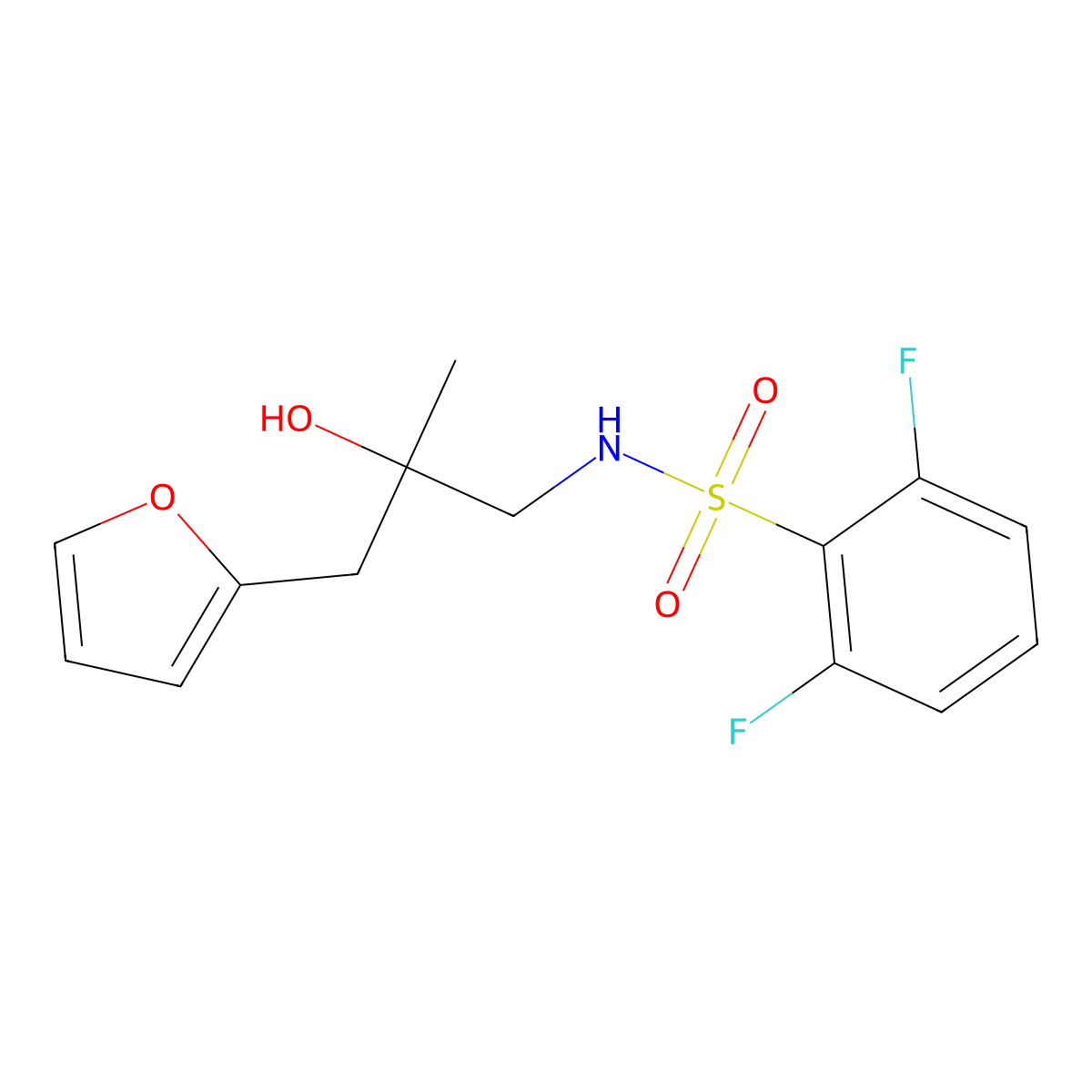 2,6-difluoro-N-(3-(furan-2-yl)-2-hydroxy-2-methylpropyl)benzenesulfonamide molecular structure, CAS 1790194-89-6