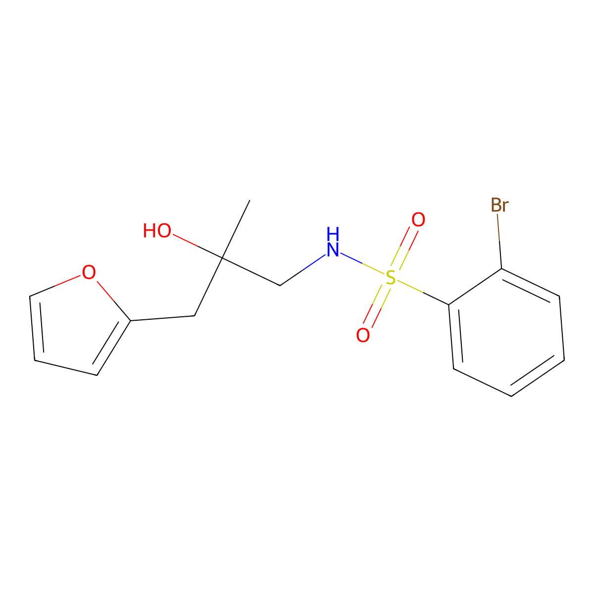 2-bromo-N-(3-(furan-2-yl)-2-hydroxy-2-methylpropyl)benzenesulfonamide molecular structure, CAS 1790195-07-1