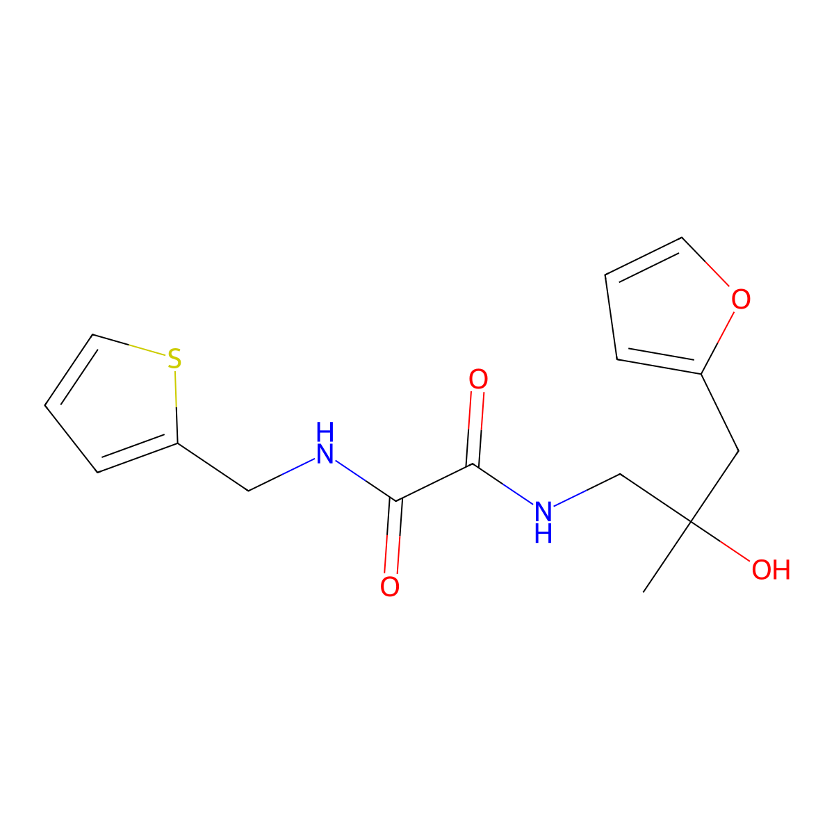 N1-(3-(furan-2-yl)-2-hydroxy-2-methylpropyl)-N2-(thiophen-2-ylmethyl)oxalamide molecular structure, CAS 1790195-13-9