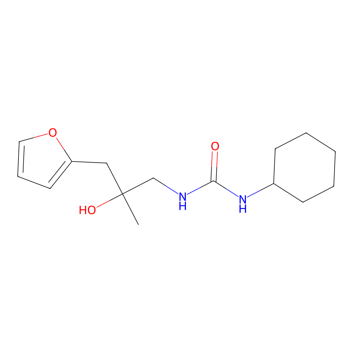1-Cyclohexyl-3-(3-(furan-2-yl)-2-hydroxy-2-methylpropyl)urea molecular structure, CAS 1790195-30-0