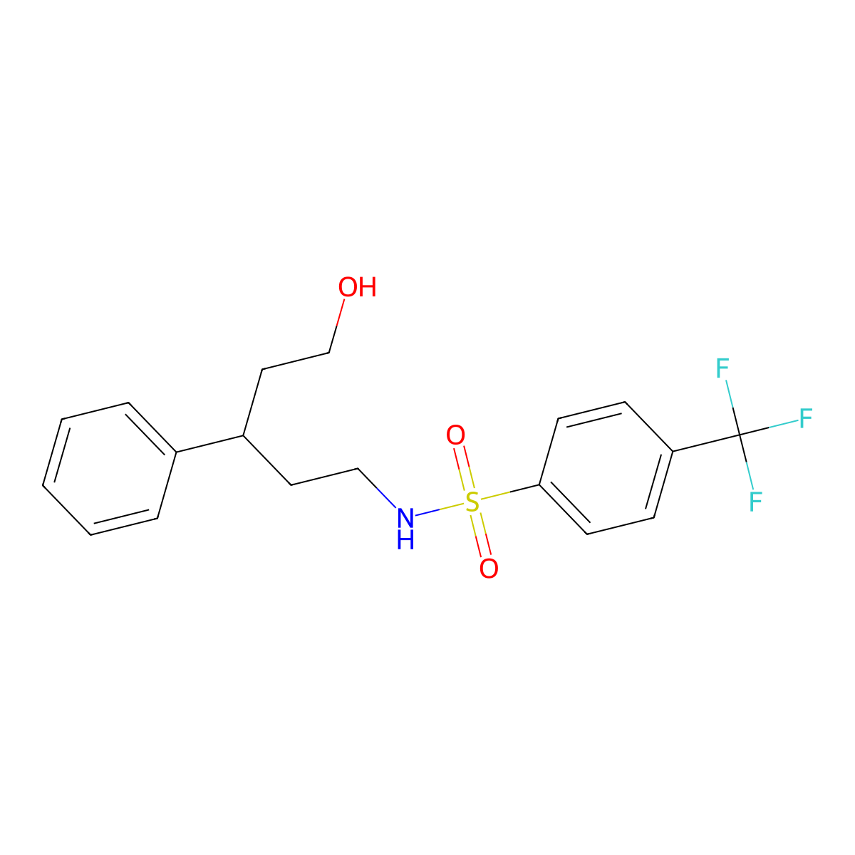 N-(5-hydroxy-3-phenylpentyl)-4-(trifluoromethyl)benzenesulfonamide molecular structure, CAS 1790195-57-1