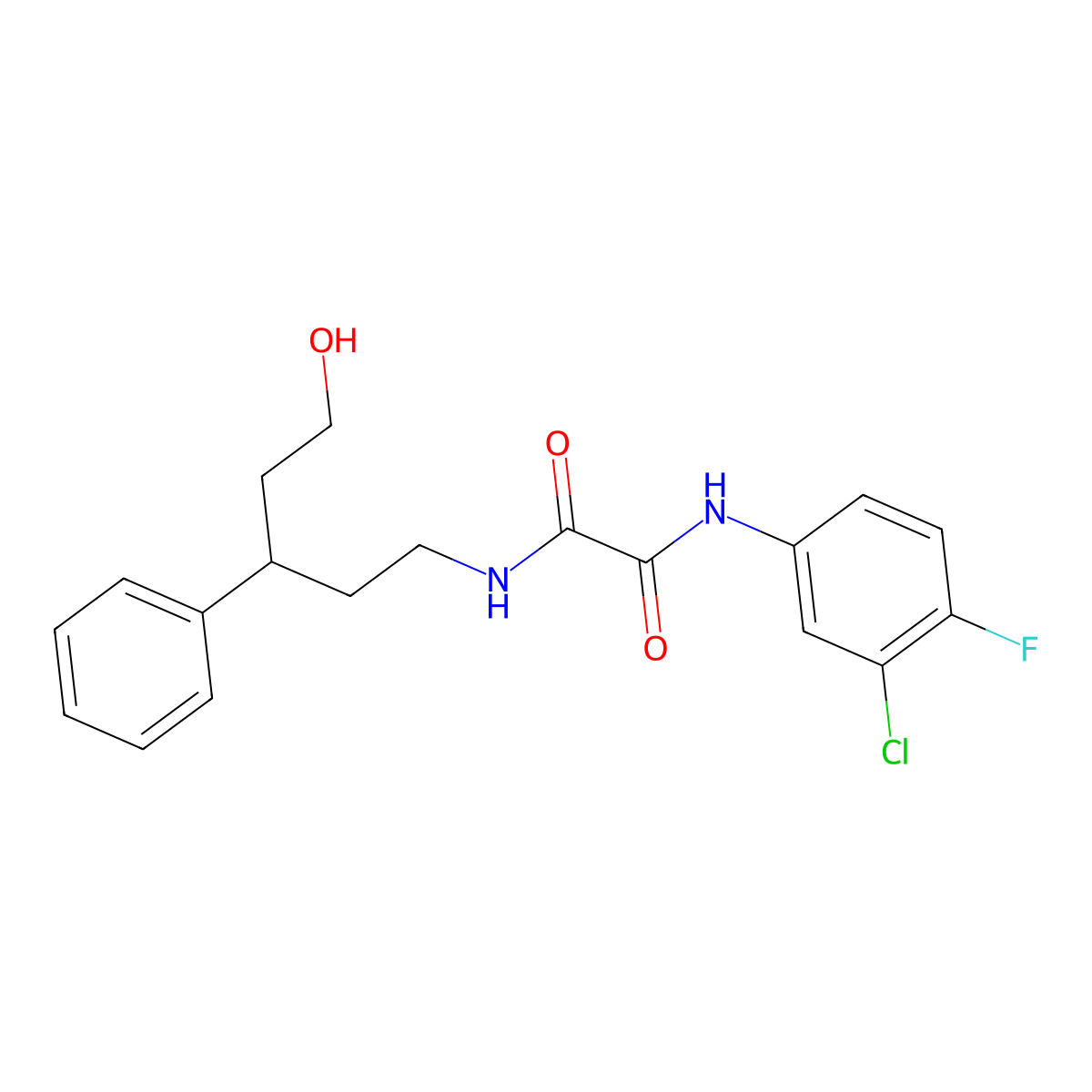N1-(3-chloro-4-fluorophenyl)-N2-(5-hydroxy-3-phenylpentyl)oxalamide molecular structure, CAS 1790195-76-4
