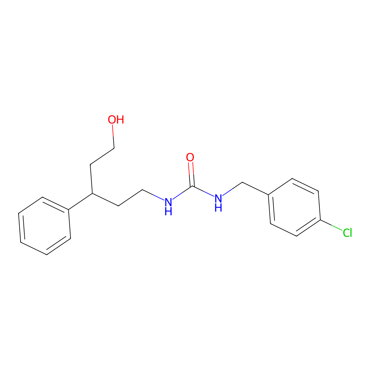 1-(4-Chlorobenzyl)-3-(5-hydroxy-3-phenylpentyl)urea molecular structure, CAS 1790195-85-5