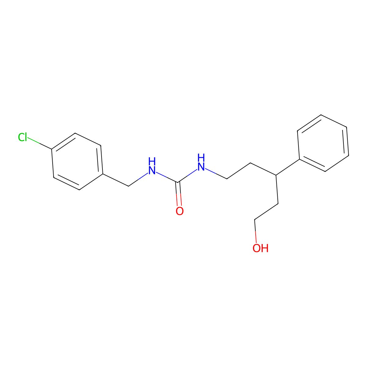 1-(4-Chlorobenzyl)-3-(5-hydroxy-3-phenylpentyl)urea molecular structure, CAS 1790195-85-5