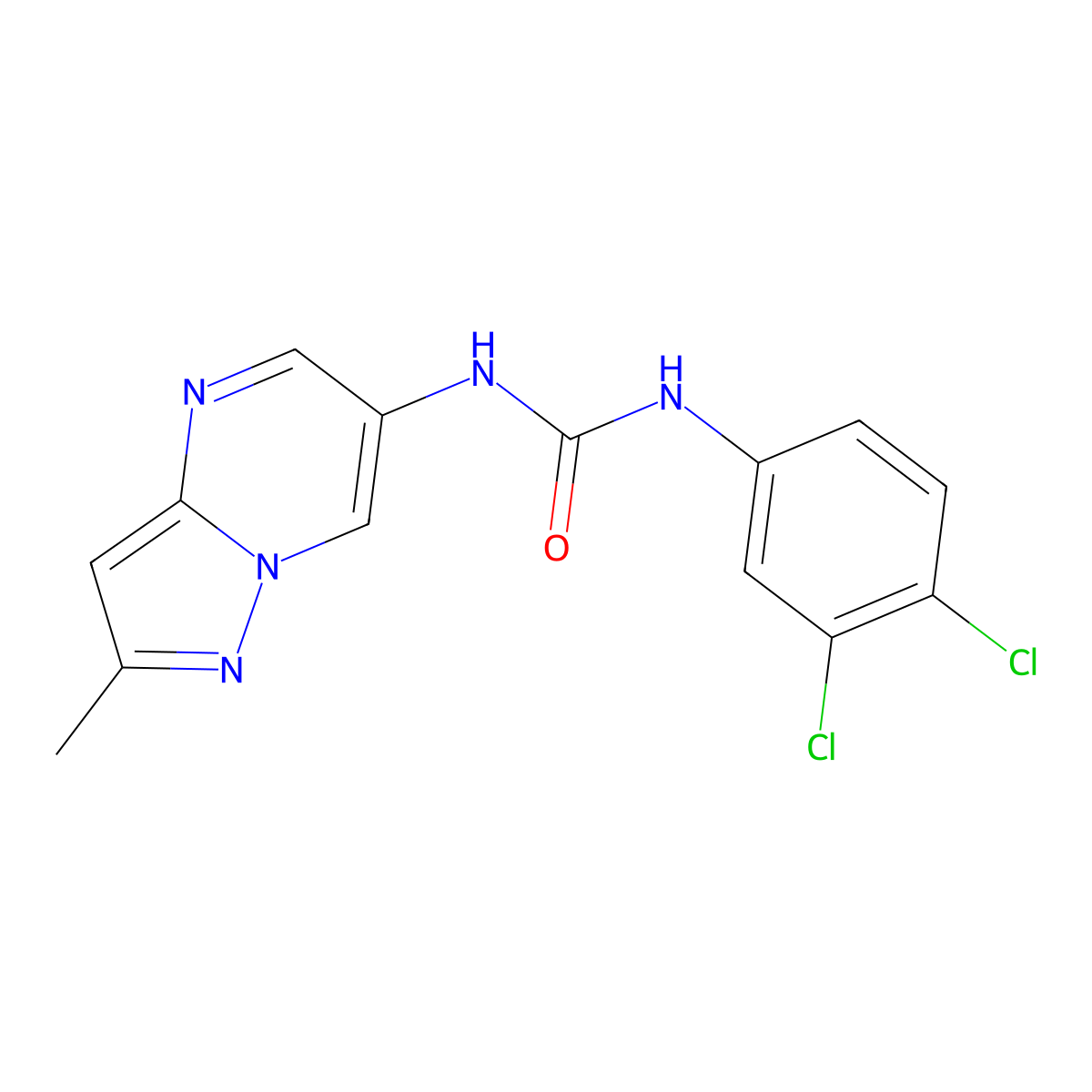 1-(3,4-Dichlorophenyl)-3-{2-methylpyrazolo[1,5-a]pyrimidin-6-yl}urea molecular structure, CAS 1790196-02-9