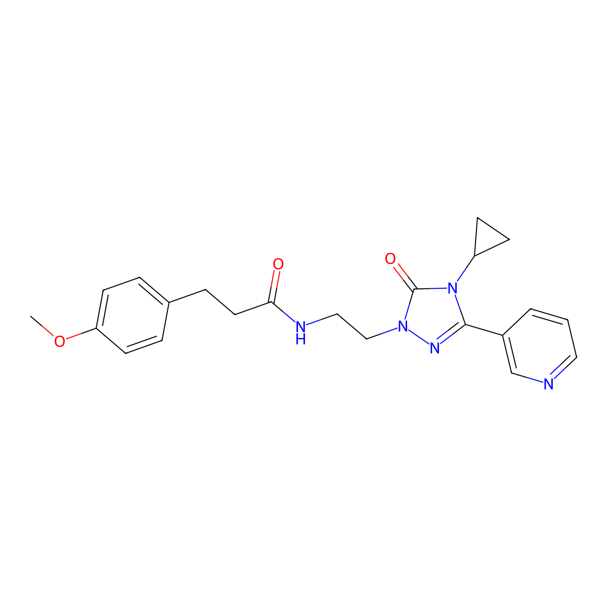 N-{2-[4-cyclopropyl-5-oxo-3-(pyridin-3-yl)-4,5-dihydro-1H-1,2,4-triazol-1-yl]ethyl}-3-(4-methoxyphenyl)propanamide molecular structure, CAS 1790196-18-7