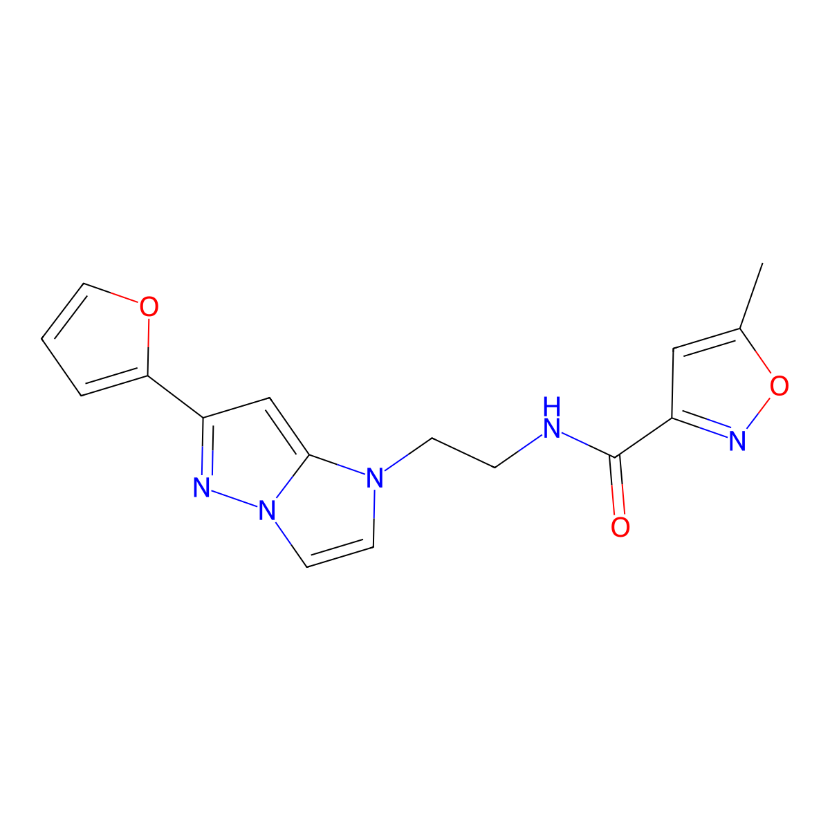 N-(2-(6-(furan-2-yl)-1H-imidazo[1,2-b]pyrazol-1-yl)ethyl)-5-methylisoxazole-3-carboxamide molecular structure, CAS 1790196-42-7