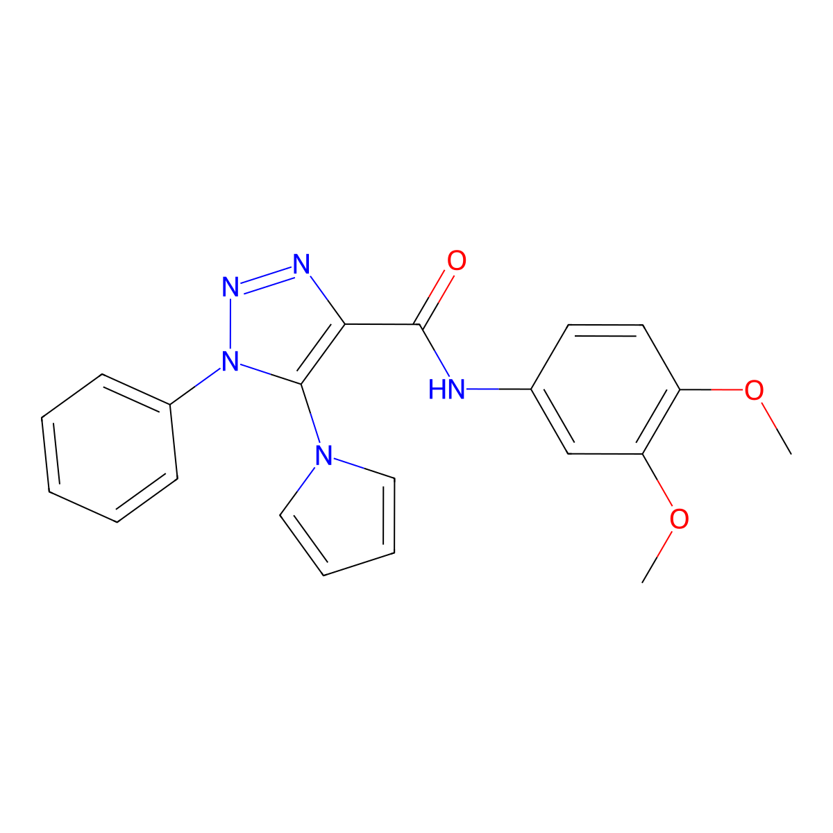 N-(3,4-dimethoxyphenyl)-1-phenyl-5-(1H-pyrrol-1-yl)-1H-1,2,3-triazole-4-carboxamide molecular structure, CAS 1790196-71-2