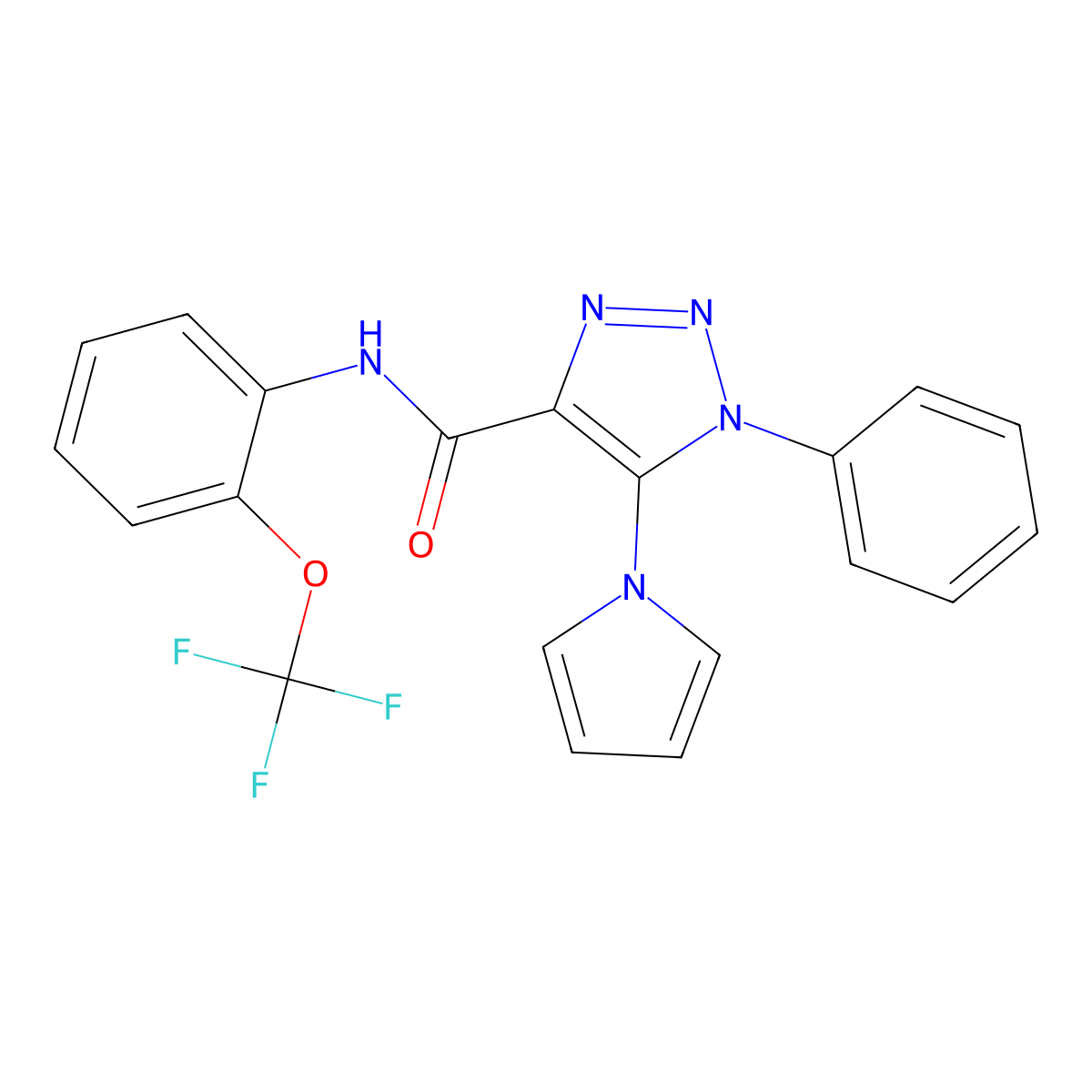 1-phenyl-5-(1H-pyrrol-1-yl)-N-[2-(trifluoromethoxy)phenyl]-1H-1,2,3-triazole-4-carboxamide molecular structure, CAS 1790196-79-0
