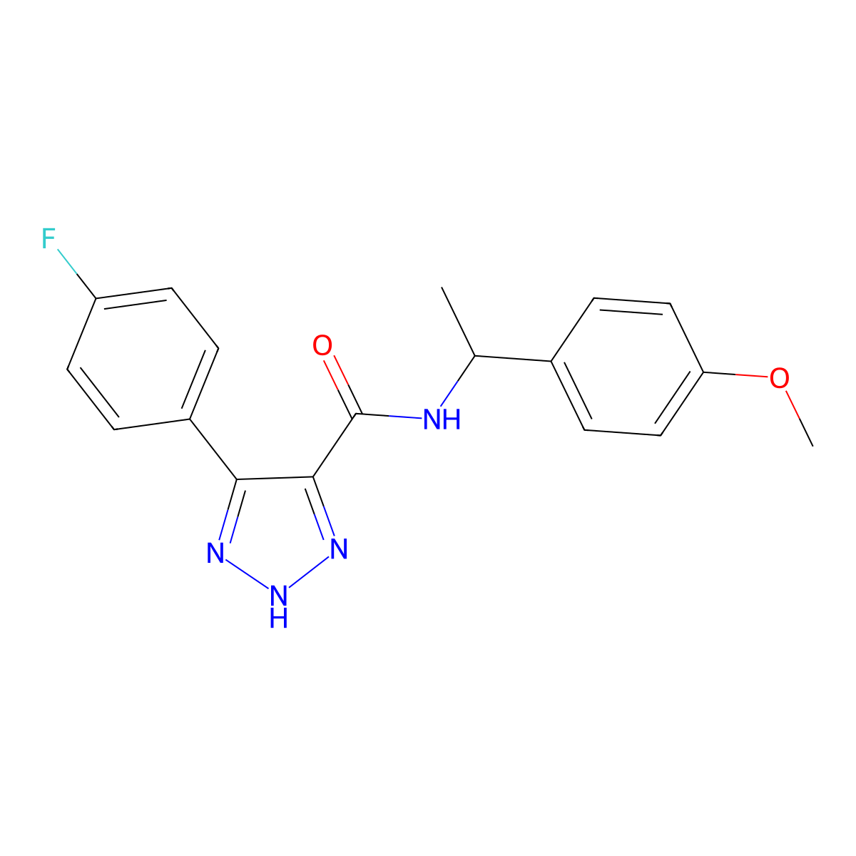 4-(4-fluorophenyl)-N-(1-(4-methoxyphenyl)ethyl)-1H-1,2,3-triazole-5-carboxamide molecular structure, CAS 1790196-92-7