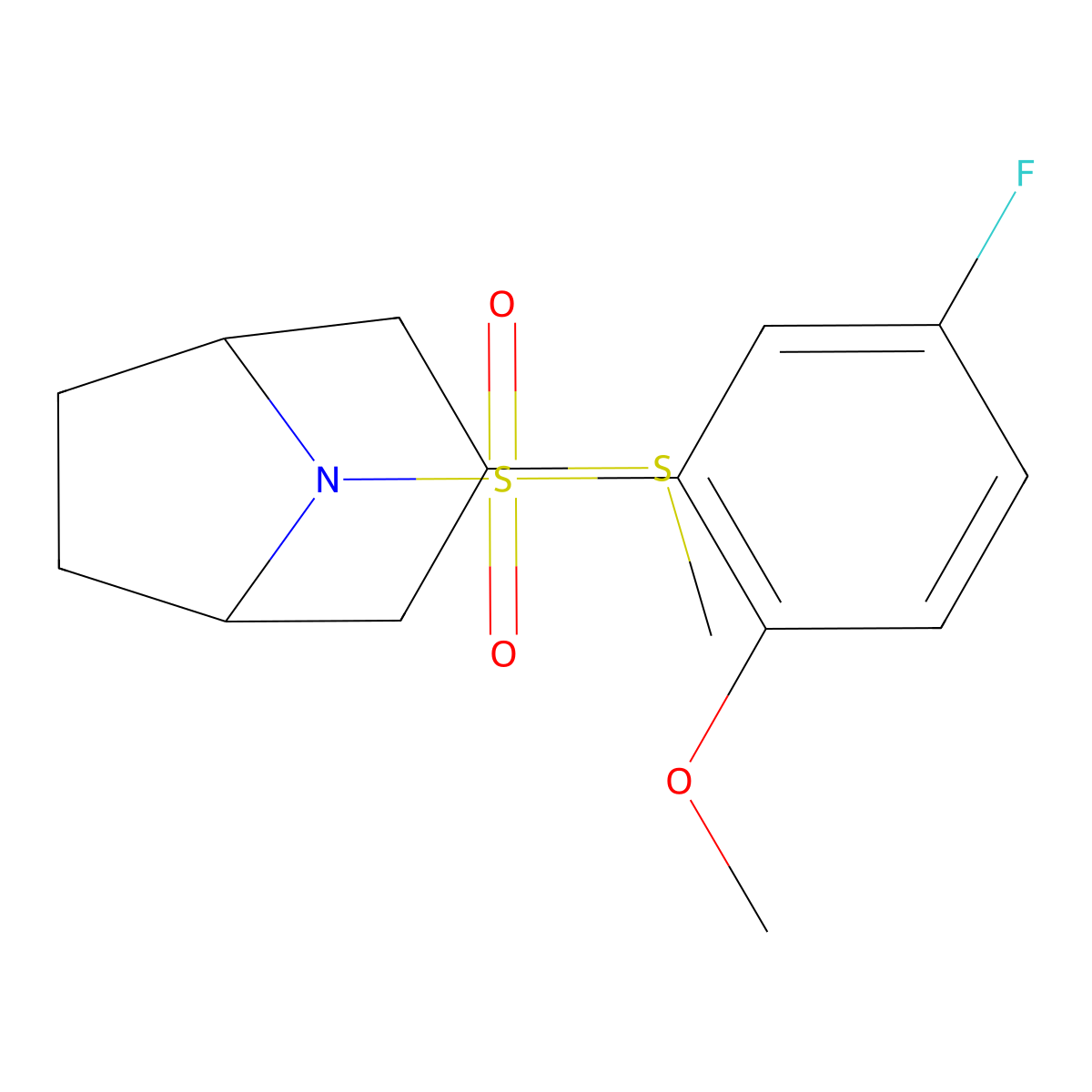 (1R,5S)-8-((5-fluoro-2-methoxyphenyl)sulfonyl)-3-(methylthio)-8-azabicyclo[3.2.1]octane molecular structure, CAS 1790197-00-0