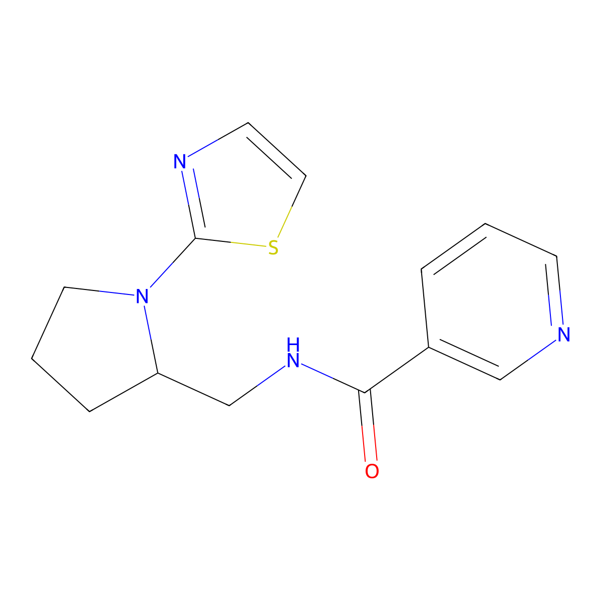 N-((1-(thiazol-2-yl)pyrrolidin-2-yl)methyl)nicotinamide molecular structure, CAS 1790197-16-8