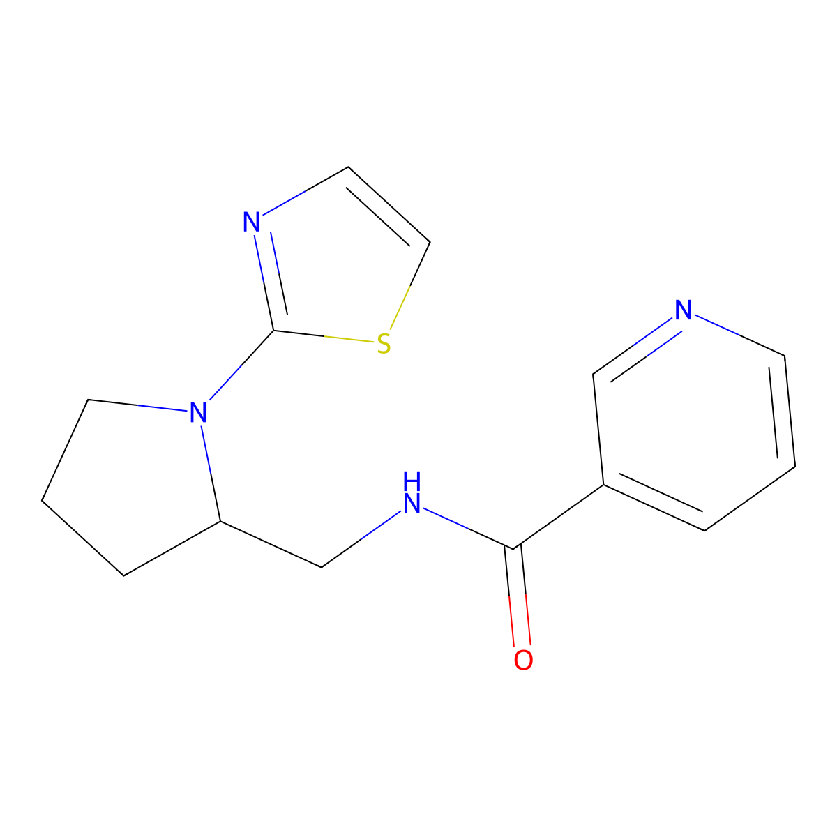 N-((1-(thiazol-2-yl)pyrrolidin-2-yl)methyl)nicotinamide molecular structure, CAS 1790197-16-8