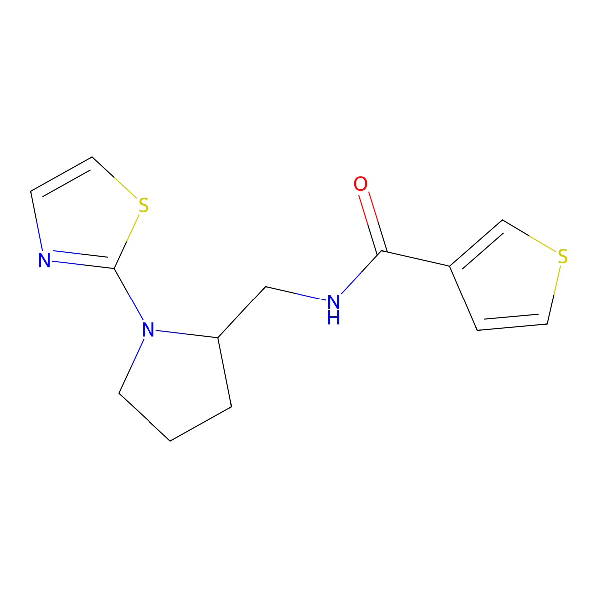 N-((1-(thiazol-2-yl)pyrrolidin-2-yl)methyl)thiophene-3-carboxamide molecular structure, CAS 1790197-21-5