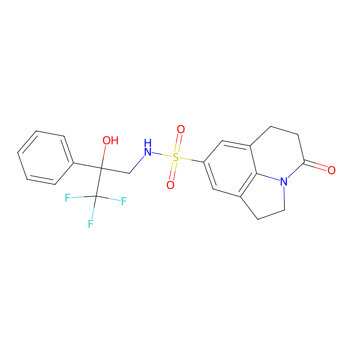 11-oxo-N-(3,3,3-trifluoro-2-hydroxy-2-phenylpropyl)-1-azatricyclo[6.3.1.0^{4,12}]dodeca-4(12),5,7-triene-6-sulfonamide molecular structure, CAS 1790197-26-0