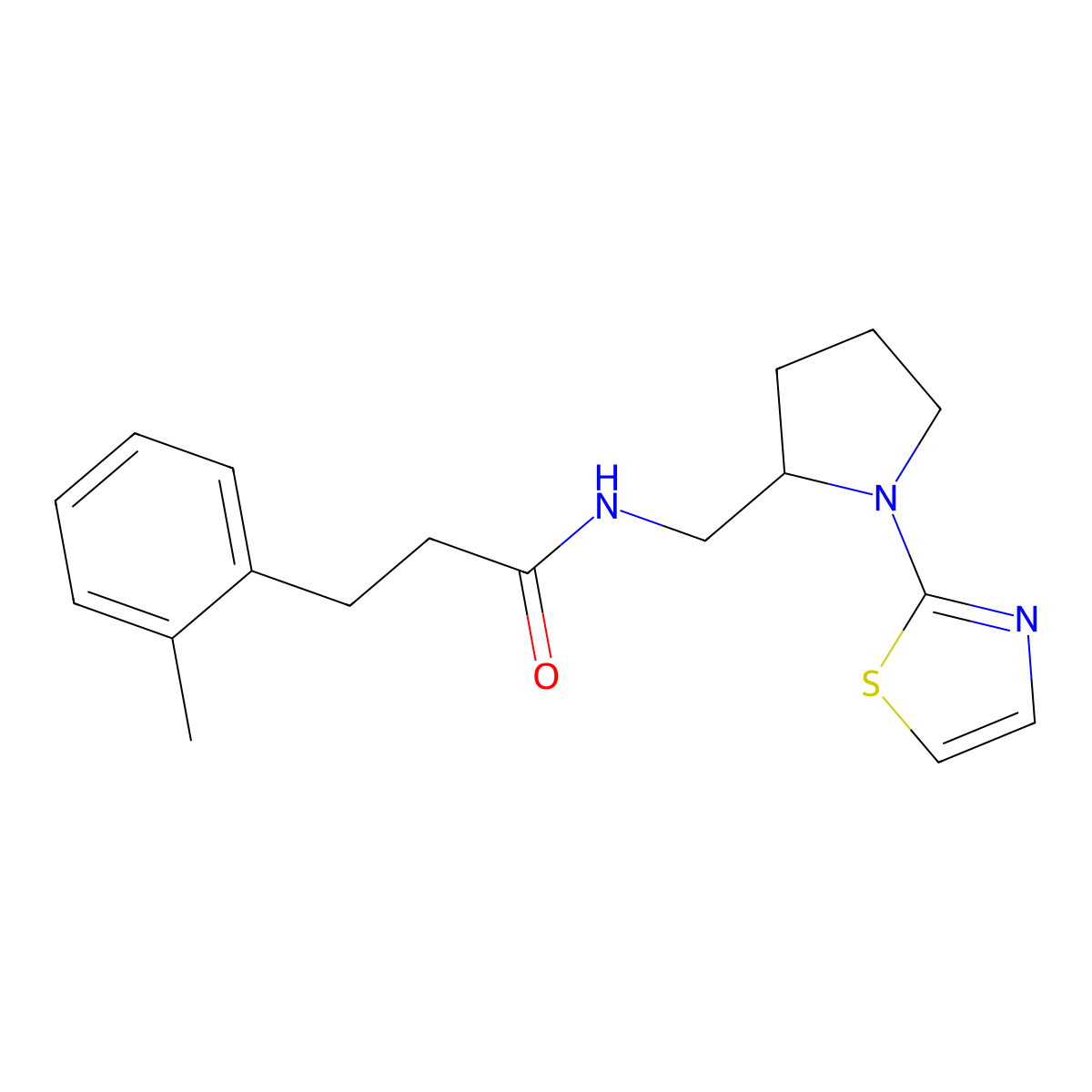 N-((1-(thiazol-2-yl)pyrrolidin-2-yl)methyl)-3-(o-tolyl)propanamide molecular structure, CAS 1790197-27-1