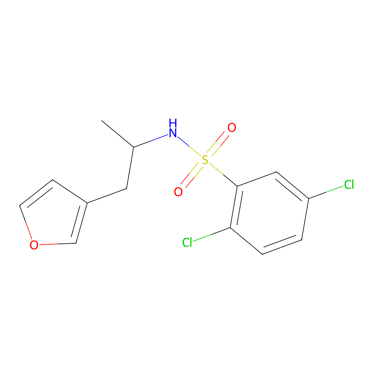 2,5-dichloro-N-(1-(furan-3-yl)propan-2-yl)benzenesulfonamide molecular structure, CAS 1790197-40-8