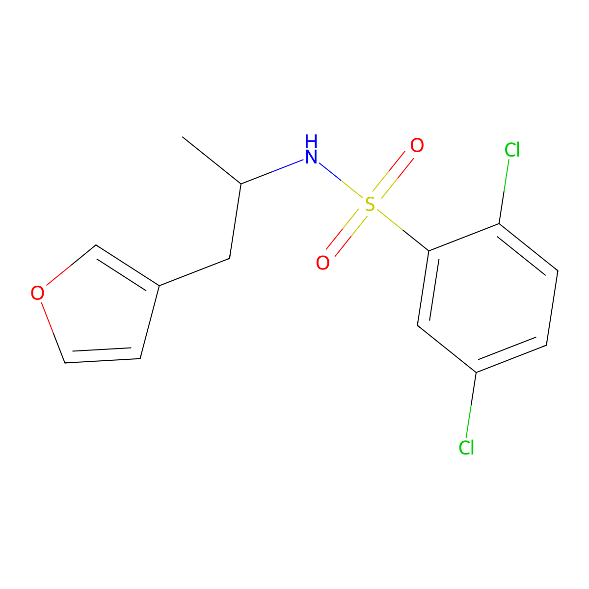 2,5-dichloro-N-(1-(furan-3-yl)propan-2-yl)benzenesulfonamide molecular structure, CAS 1790197-40-8