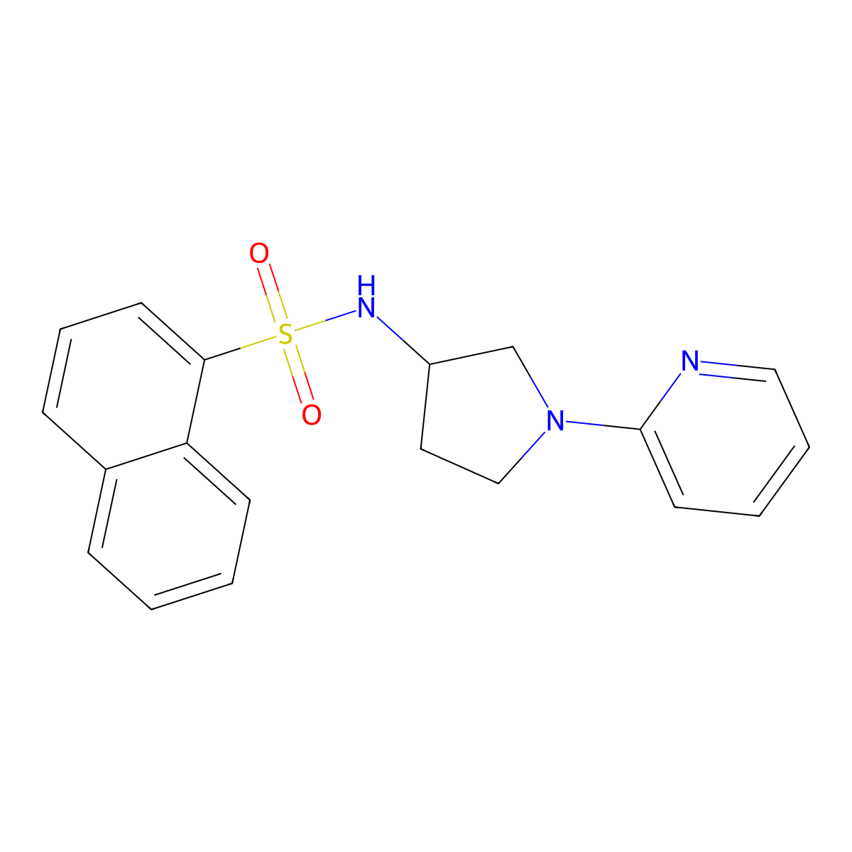 N-(1-(pyridin-2-yl)pyrrolidin-3-yl)naphthalene-1-sulfonamide molecular structure, CAS 1790197-55-5
