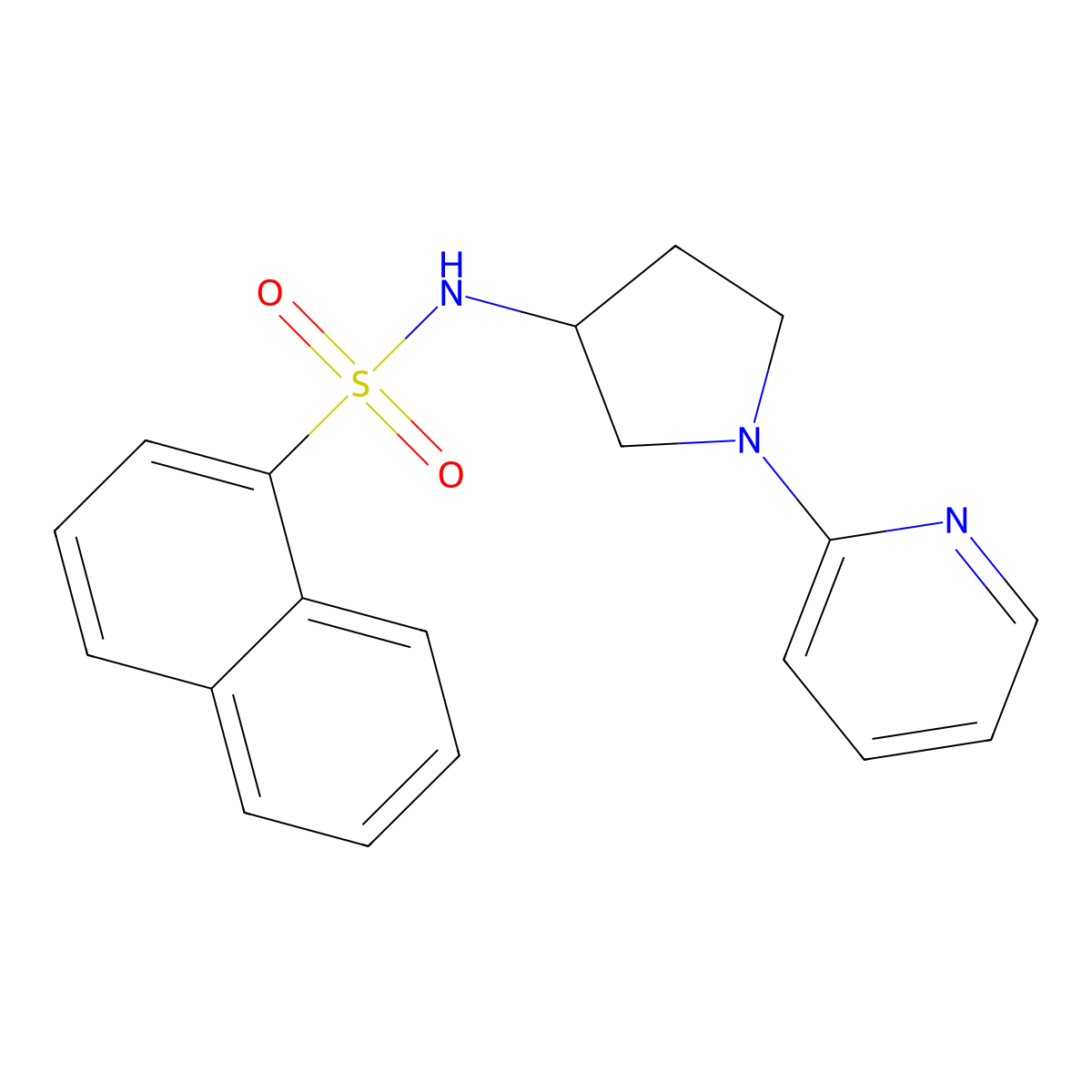 N-(1-(pyridin-2-yl)pyrrolidin-3-yl)naphthalene-1-sulfonamide molecular structure, CAS 1790197-55-5