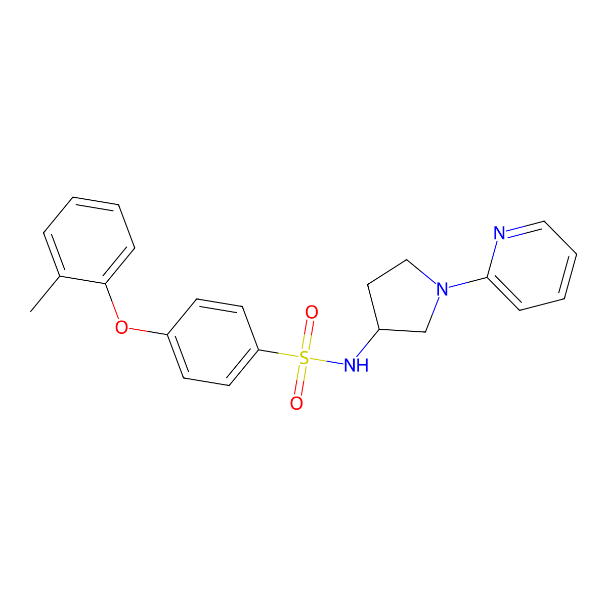 N-(1-(pyridin-2-yl)pyrrolidin-3-yl)-4-(o-tolyloxy)benzenesulfonamide molecular structure, CAS 1790197-61-3