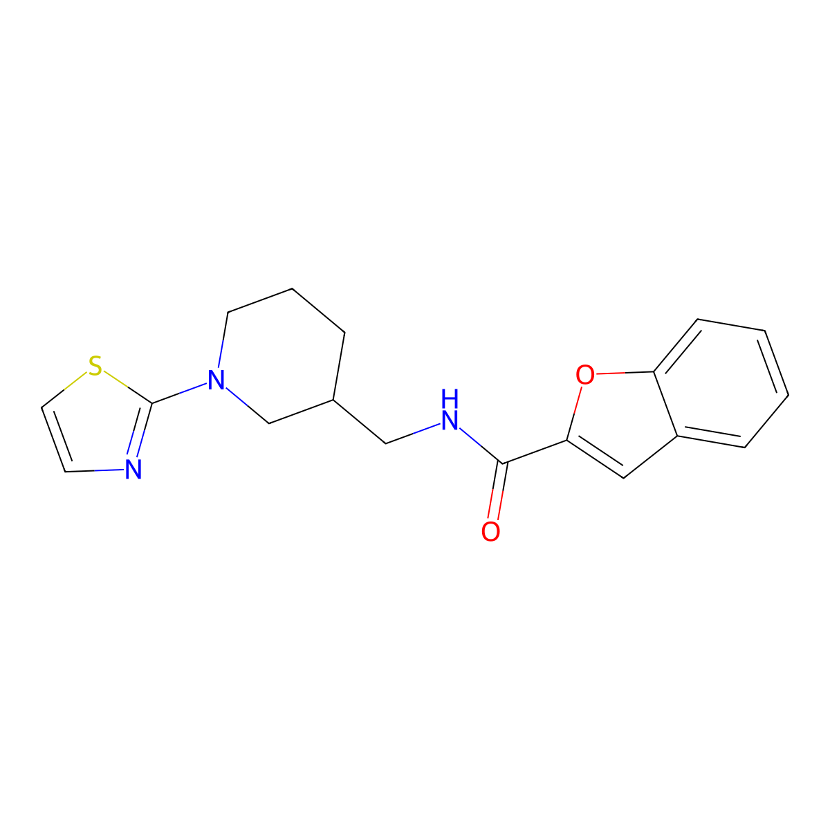 N-((1-(thiazol-2-yl)piperidin-3-yl)methyl)benzofuran-2-carboxamide molecular structure, CAS 1790197-64-6