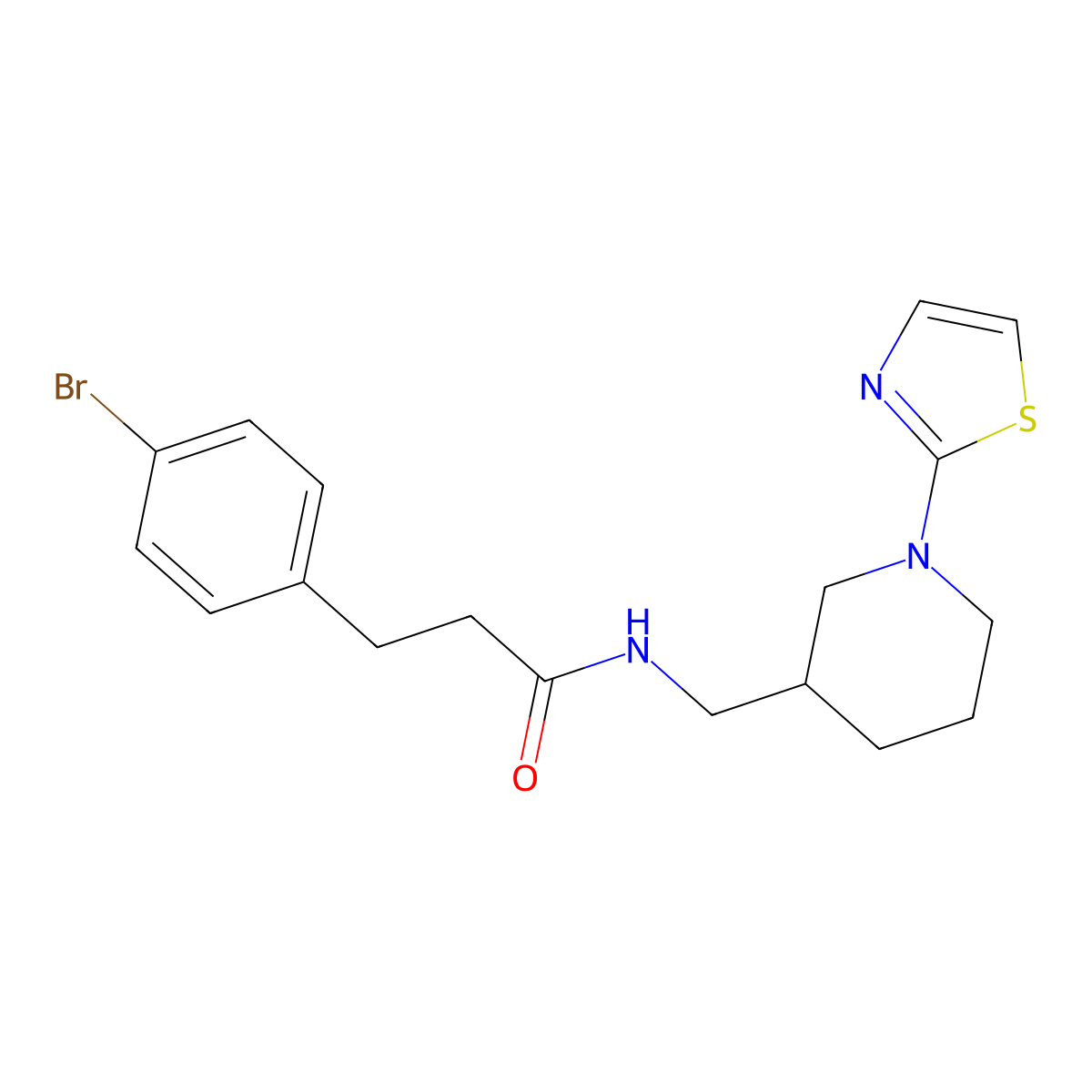 3-(4-bromophenyl)-N-((1-(thiazol-2-yl)piperidin-3-yl)methyl)propanamide molecular structure, CAS 1790197-68-0