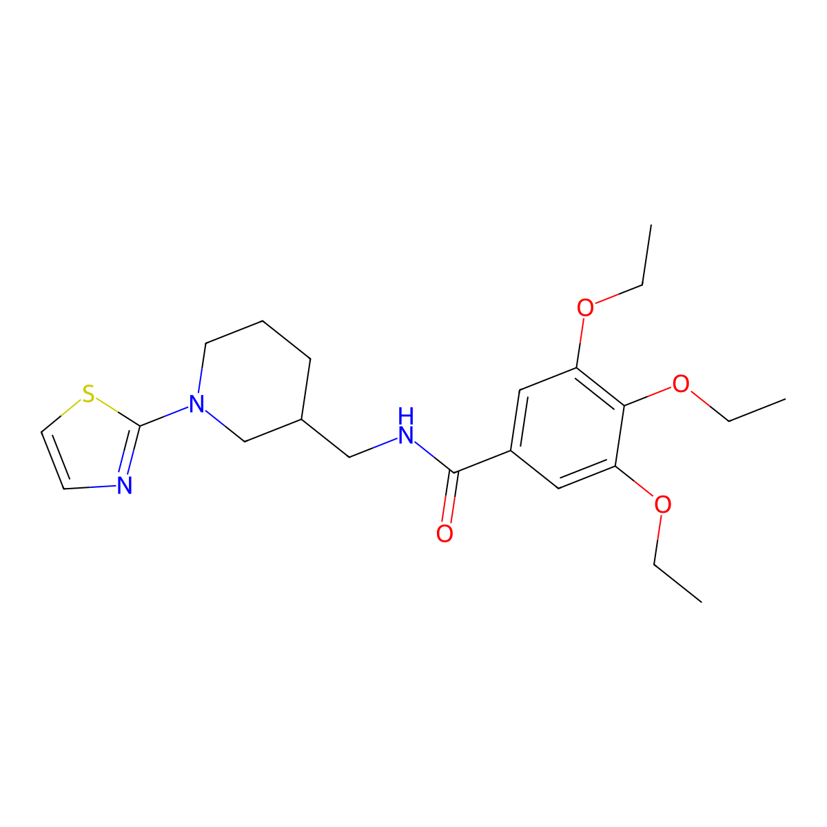 3,4,5-triethoxy-N-((1-(thiazol-2-yl)piperidin-3-yl)methyl)benzamide molecular structure, CAS 1790197-77-1