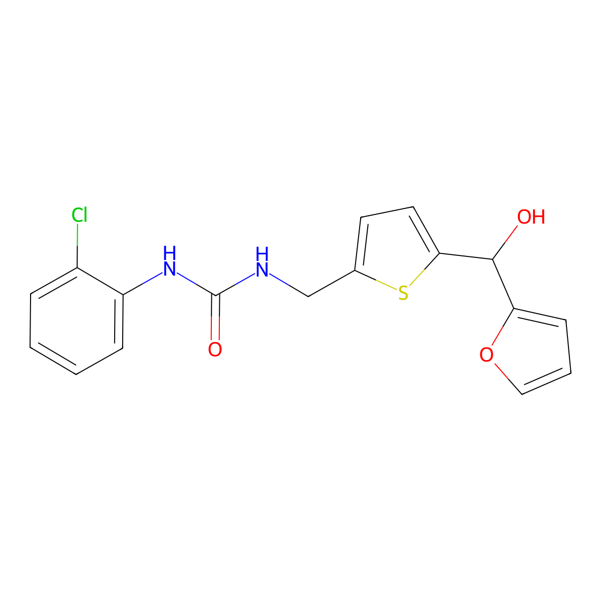 1-(2-Chlorophenyl)-3-((5-(furan-2-yl(hydroxy)methyl)thiophen-2-yl)methyl)urea molecular structure, CAS 1790198-05-8