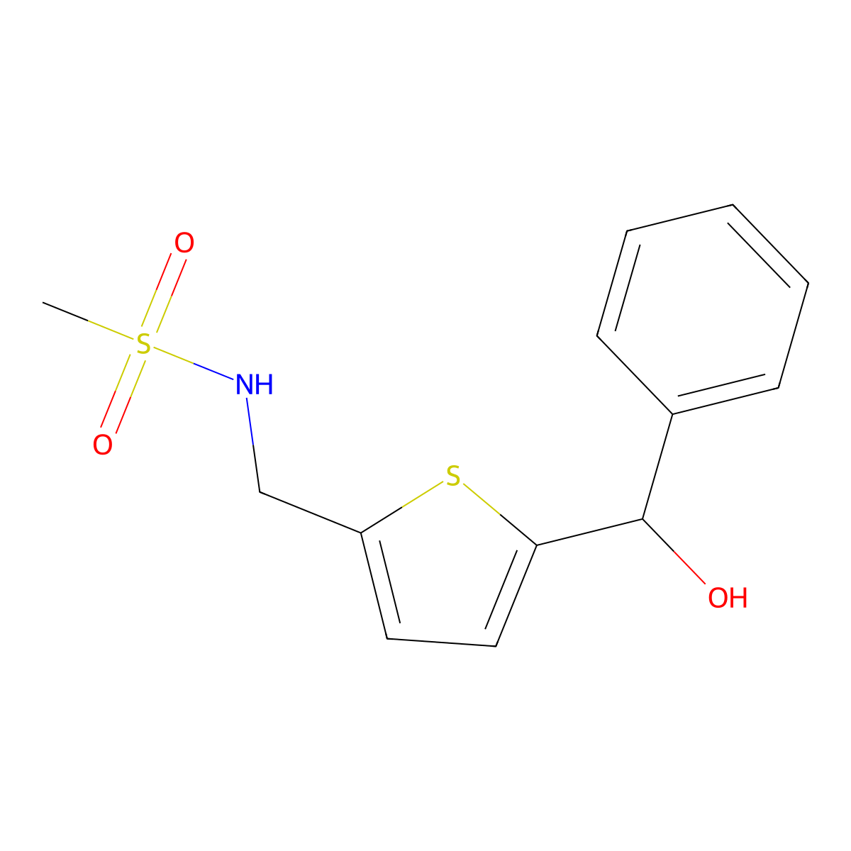 N-({5-[hydroxy(phenyl)methyl]thiophen-2-yl}methyl)methanesulfonamide molecular structure, CAS 1790198-10-5