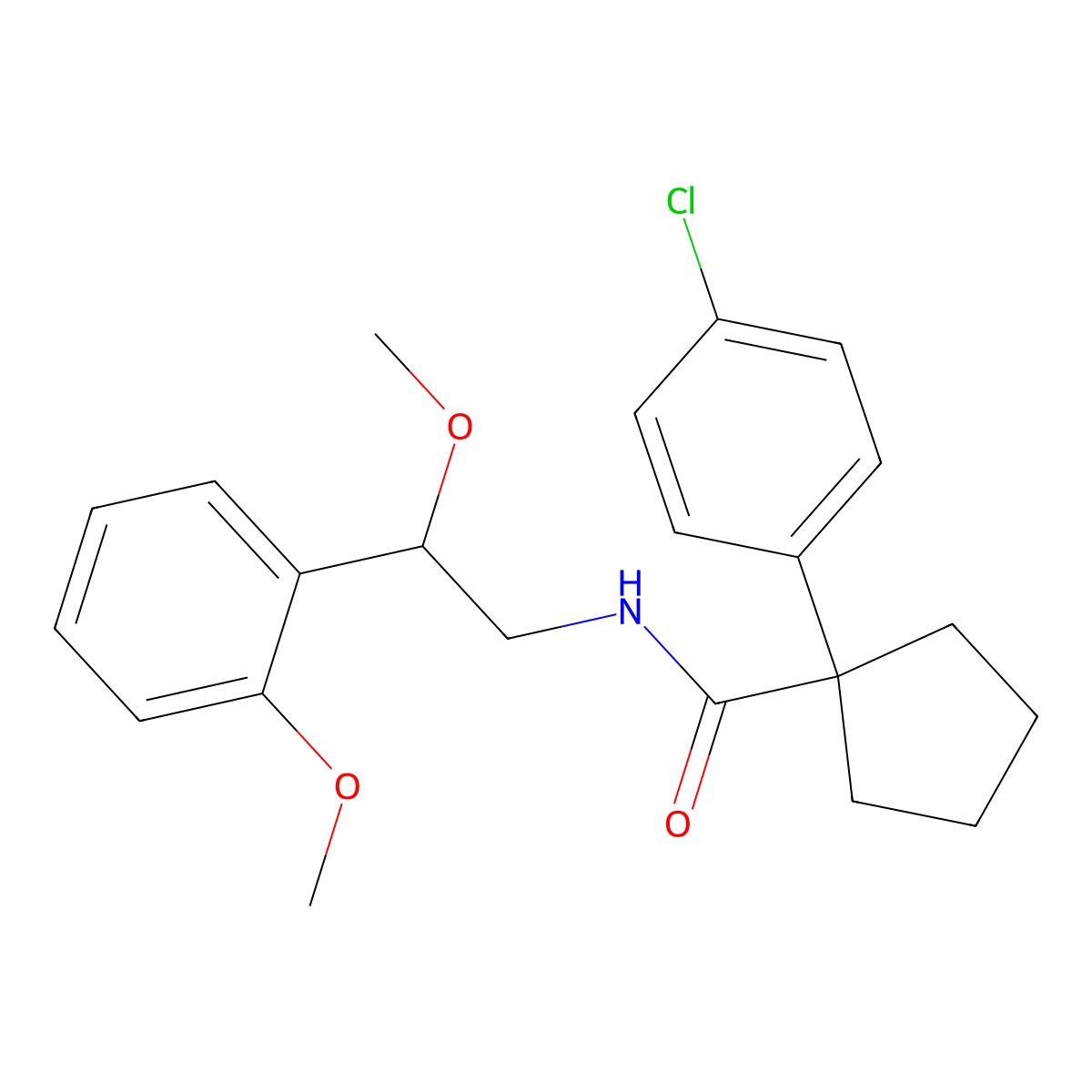 1-(4-chlorophenyl)-N-(2-methoxy-2-(2-methoxyphenyl)ethyl)cyclopentanecarboxamide molecular structure, CAS 1790198-13-8