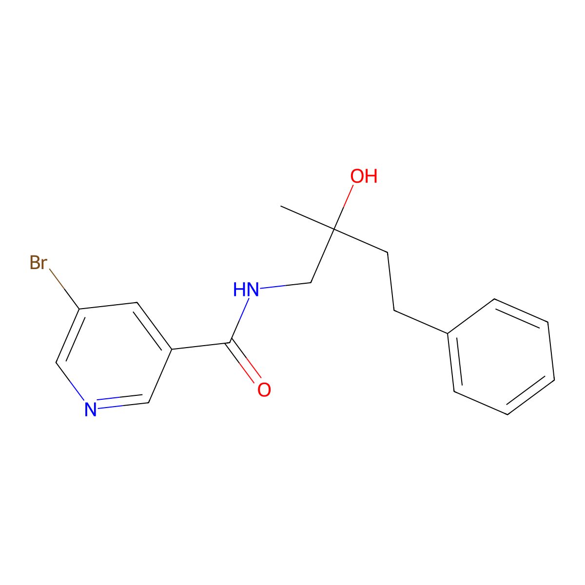 5-bromo-N-(2-hydroxy-2-methyl-4-phenylbutyl)nicotinamide molecular structure, CAS 1790198-37-6