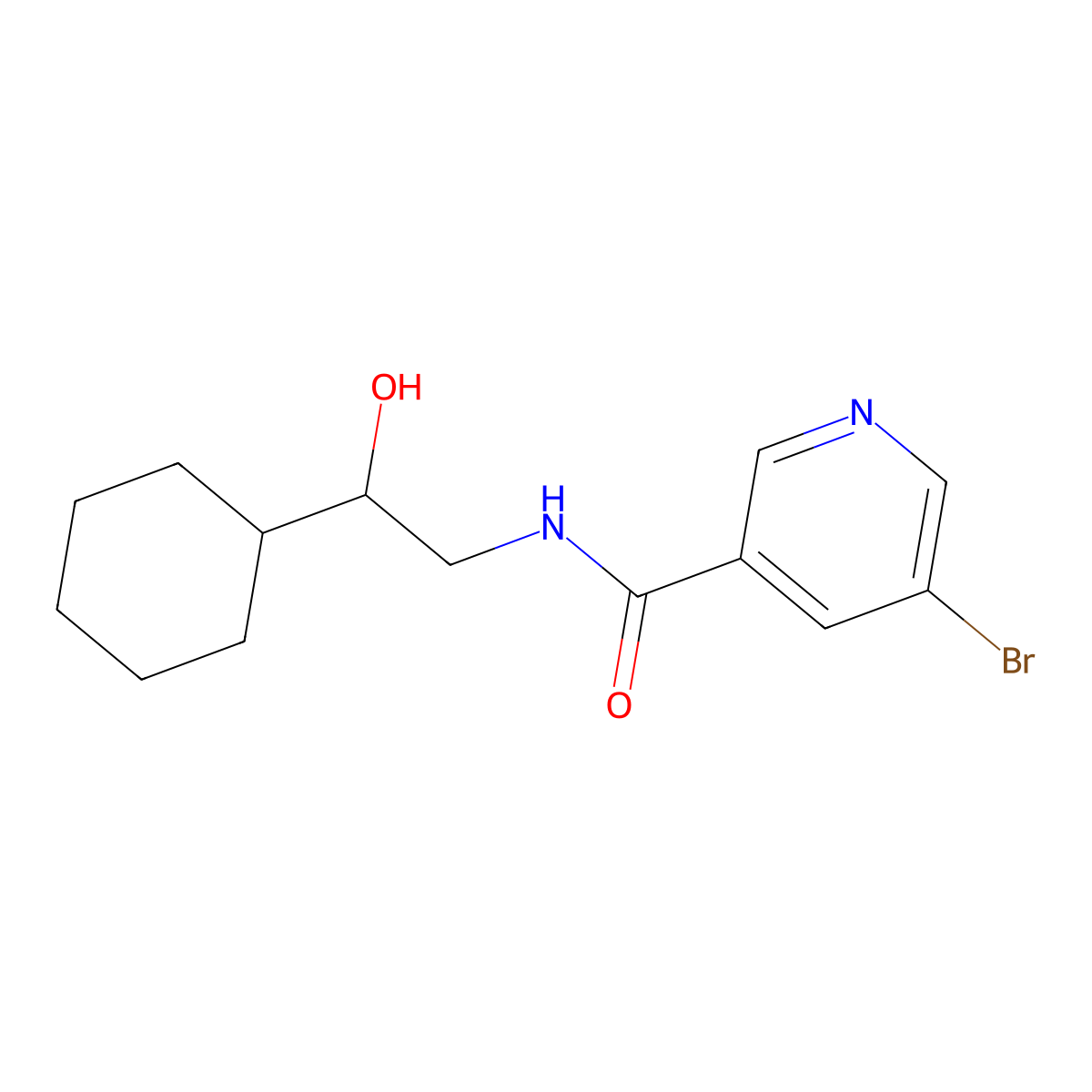 5-bromo-N-(2-cyclohexyl-2-hydroxyethyl)nicotinamide molecular structure, CAS 1790198-41-2