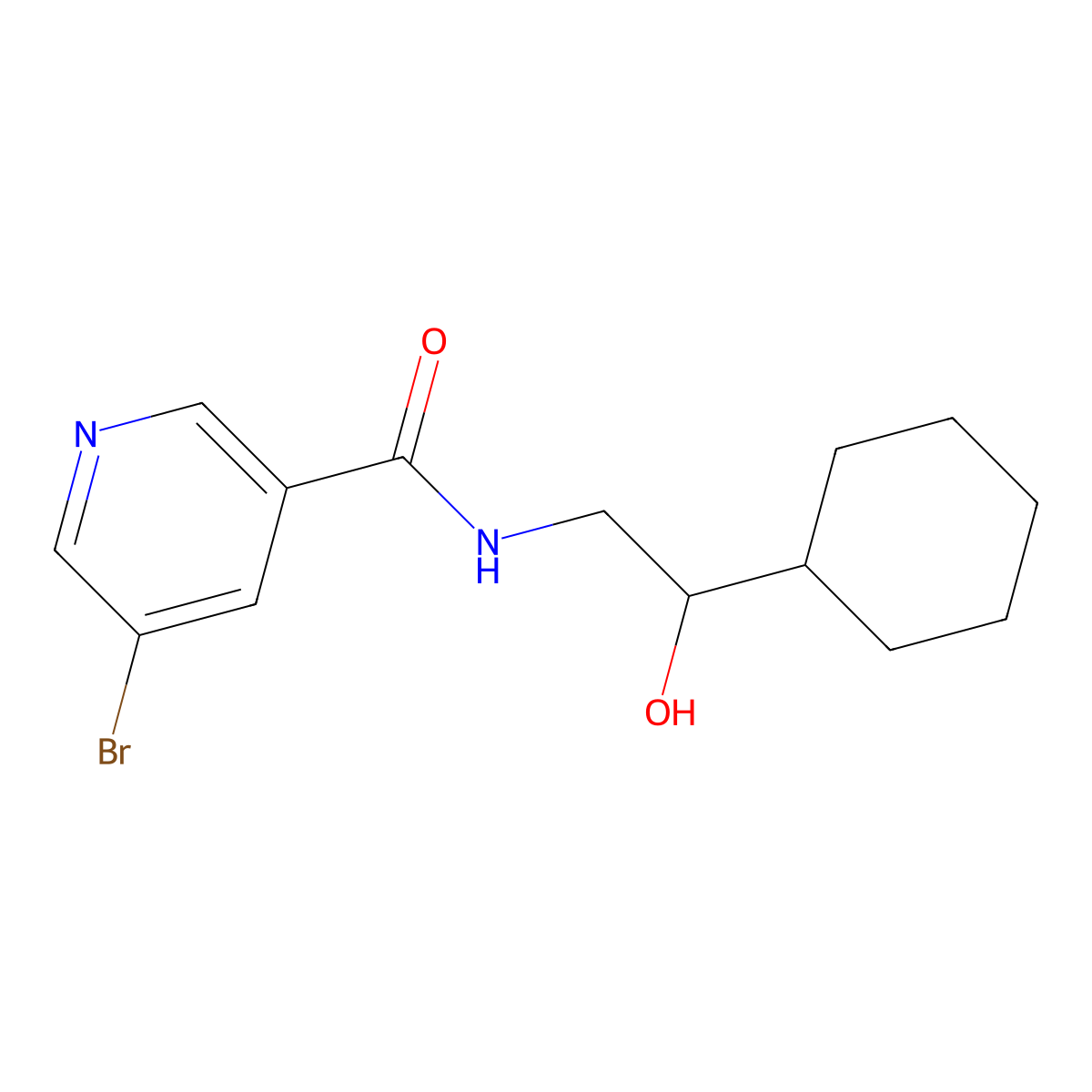 5-bromo-N-(2-cyclohexyl-2-hydroxyethyl)nicotinamide molecular structure, CAS 1790198-41-2