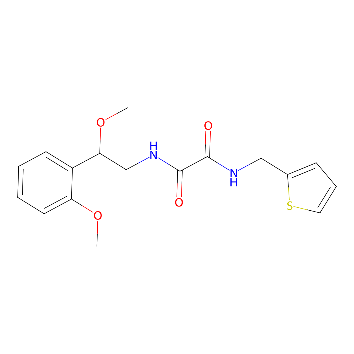 N1-(2-methoxy-2-(2-methoxyphenyl)ethyl)-N2-(thiophen-2-ylmethyl)oxalamide molecular structure, CAS 1790198-45-6