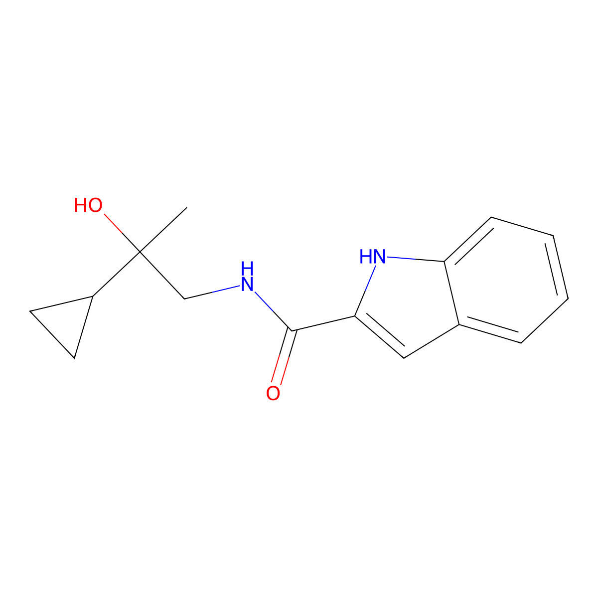 N-(2-cyclopropyl-2-hydroxypropyl)-1H-indole-2-carboxamide molecular structure, CAS 1790198-52-5