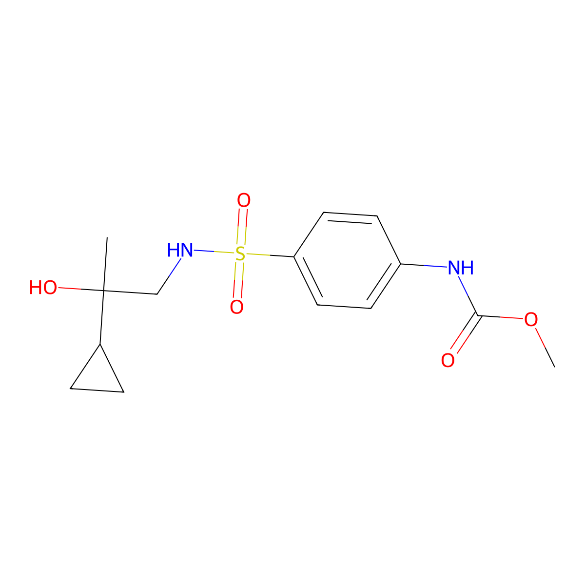 methyl (4-(N-(2-cyclopropyl-2-hydroxypropyl)sulfamoyl)phenyl)carbamate molecular structure, CAS 1790198-65-0