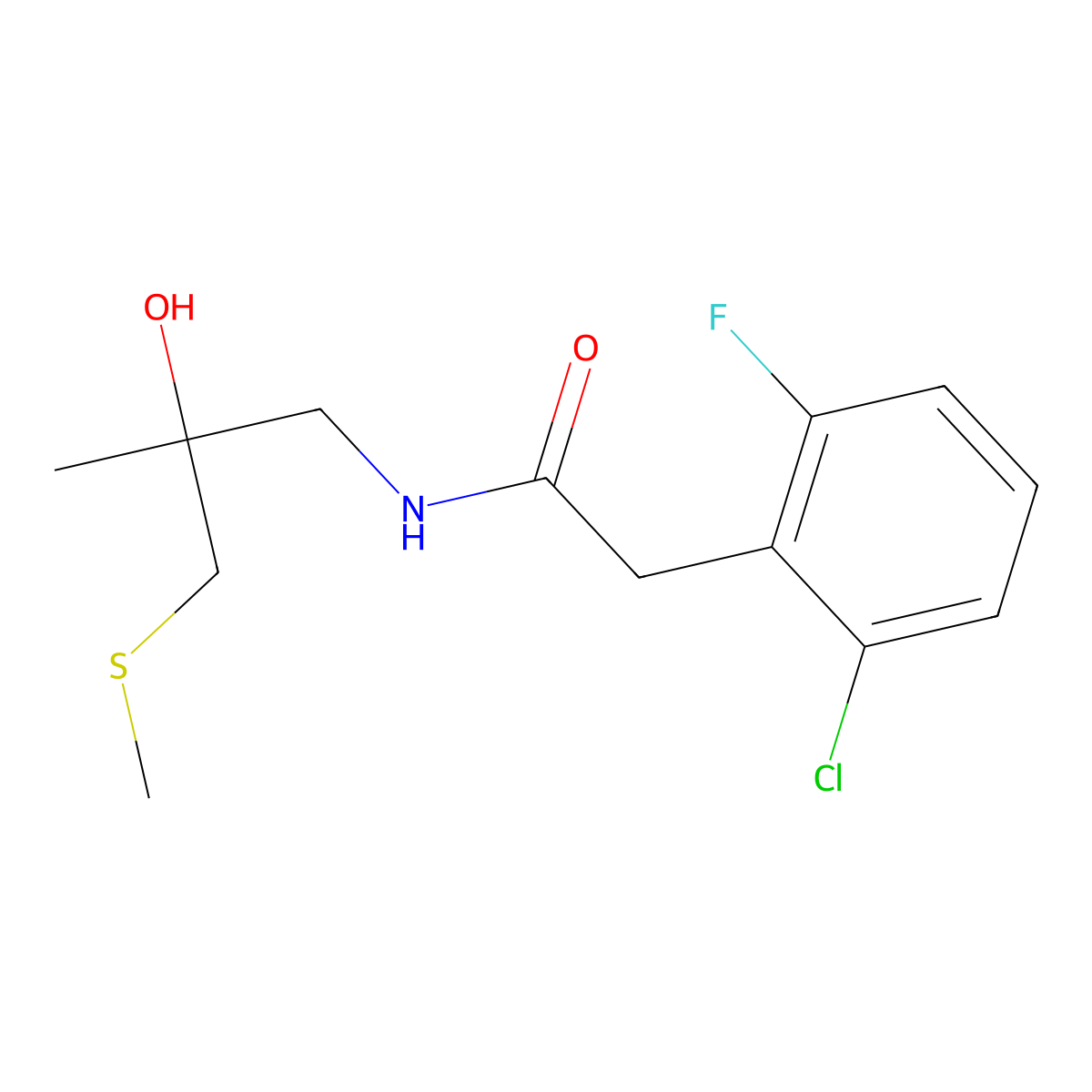 2-(2-chloro-6-fluorophenyl)-N-(2-hydroxy-2-methyl-3-(methylthio)propyl)acetamide molecular structure, CAS 1790198-88-7