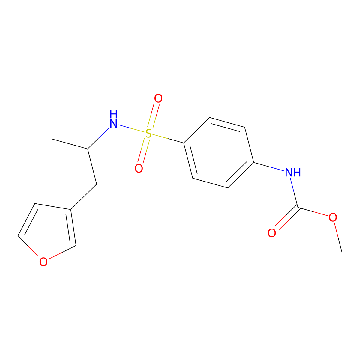 methyl (4-(N-(1-(furan-3-yl)propan-2-yl)sulfamoyl)phenyl)carbamate molecular structure, CAS 1790199-16-4