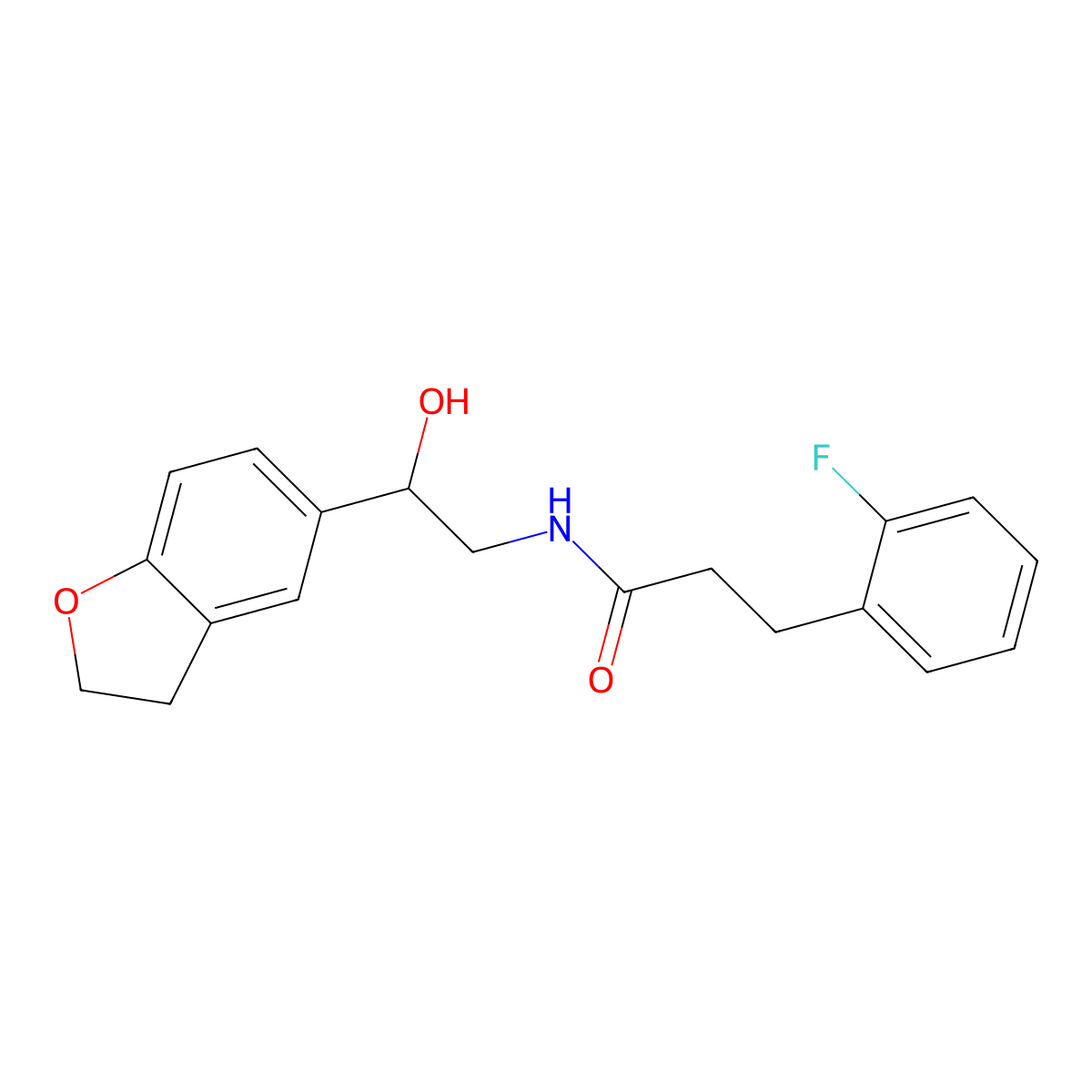 N-(2-(2,3-dihydrobenzofuran-5-yl)-2-hydroxyethyl)-3-(2-fluorophenyl)propanamide molecular structure, CAS 1790199-32-4
