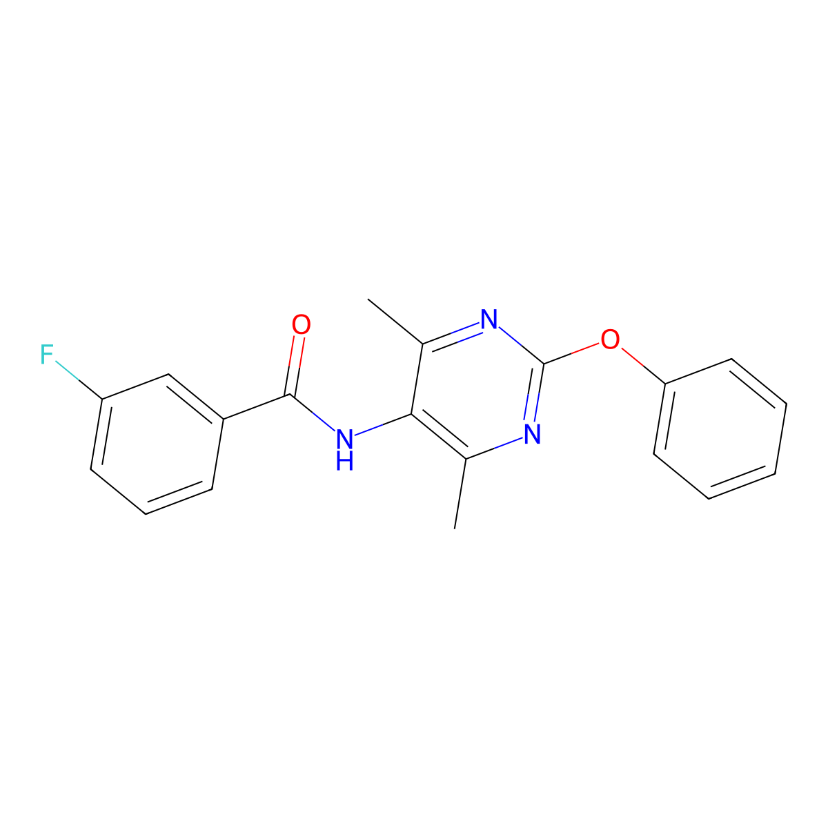 N-(4,6-dimethyl-2-phenoxypyrimidin-5-yl)-3-fluorobenzamide molecular structure, CAS 1790199-40-4